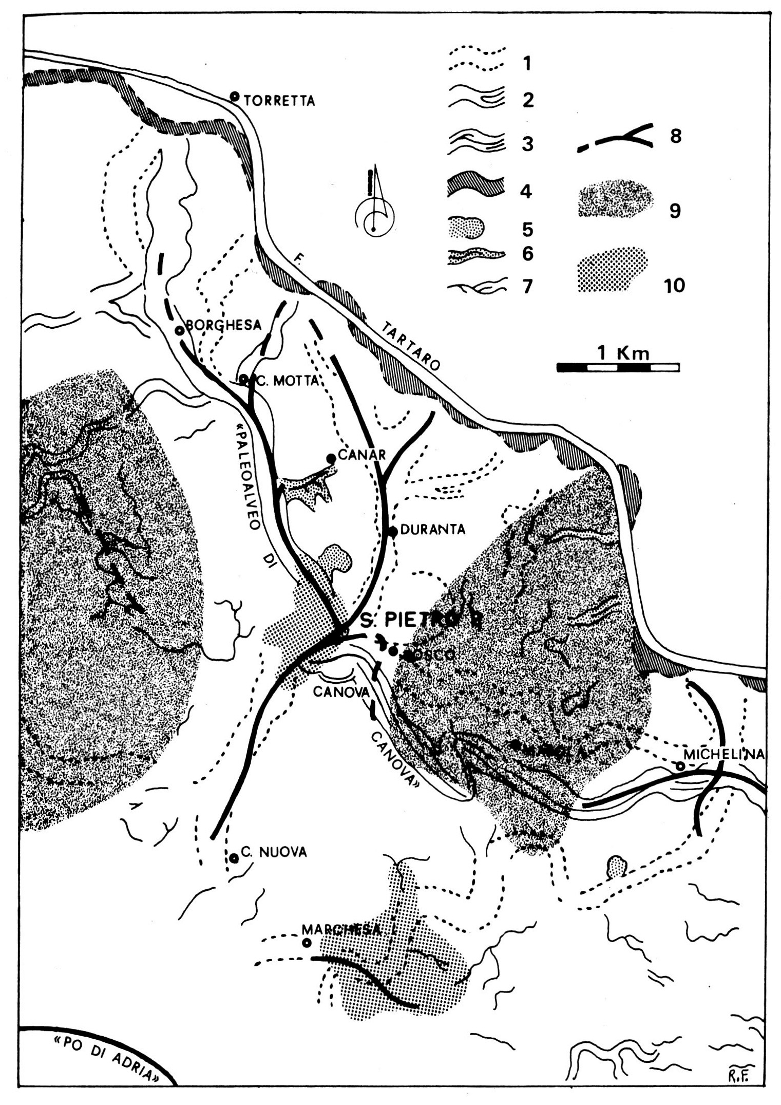 Fig. 1 - Localizaciòn de grupos culturales durante el Bronce Pieno en la Peninsula Ibérica: 1) El Argar. 2) Suroeste. 3) Los Alcores. 4) Las Motillas. 5) Bronce Valenciano. 6) Valle Medio del Ebro. 7) Area Catalana. 8) Meseta y 9) Noroeste (Burillo, Picazo 1983).