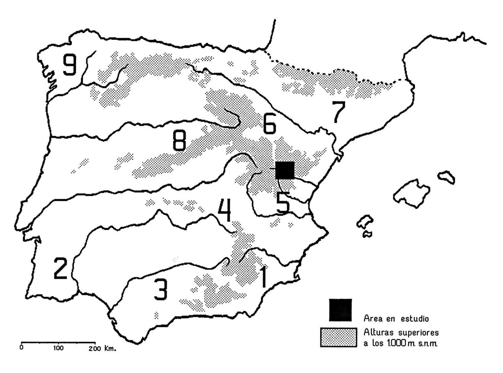 Fig. 2 - Orografìa y red fluvia1 principa1 del area en estudio.