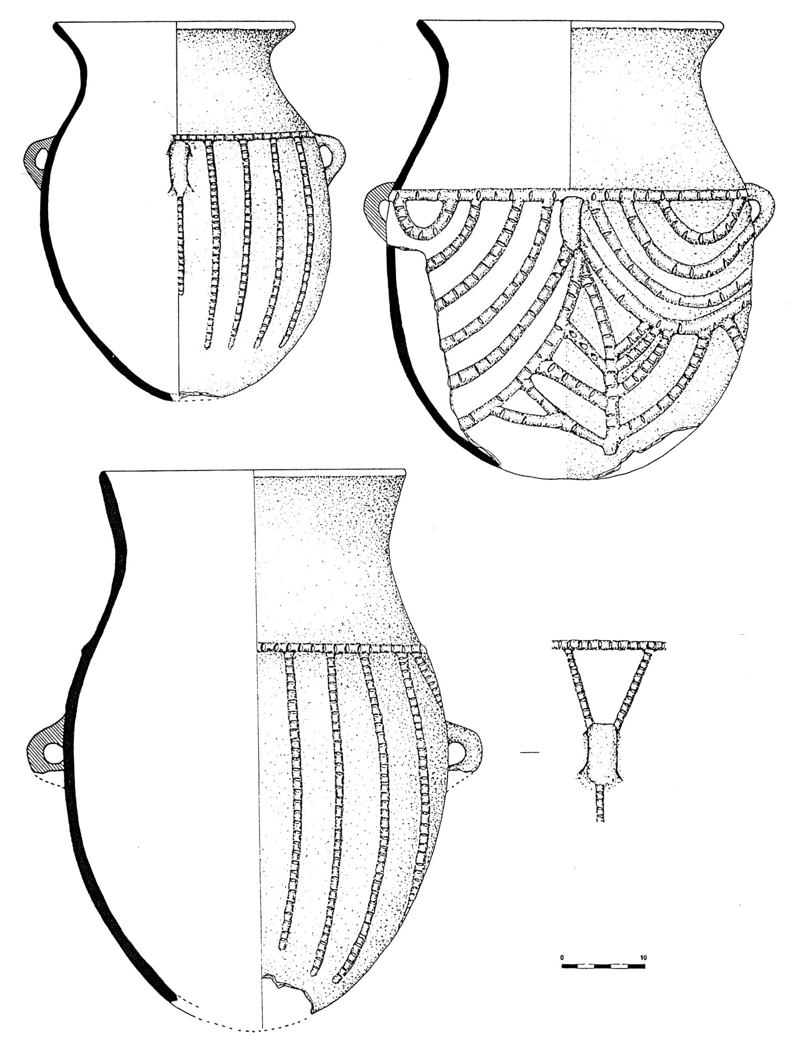 Fig. 9 - Secuencia ordenada de las uniones entre asentamientos en funci6n de la distancia y rupturas observadas.