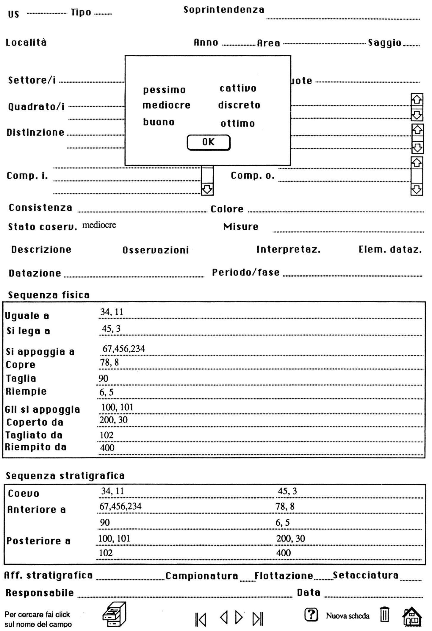 Fig. 14 - Scheda US, esempio di campo controllato automaticamente.