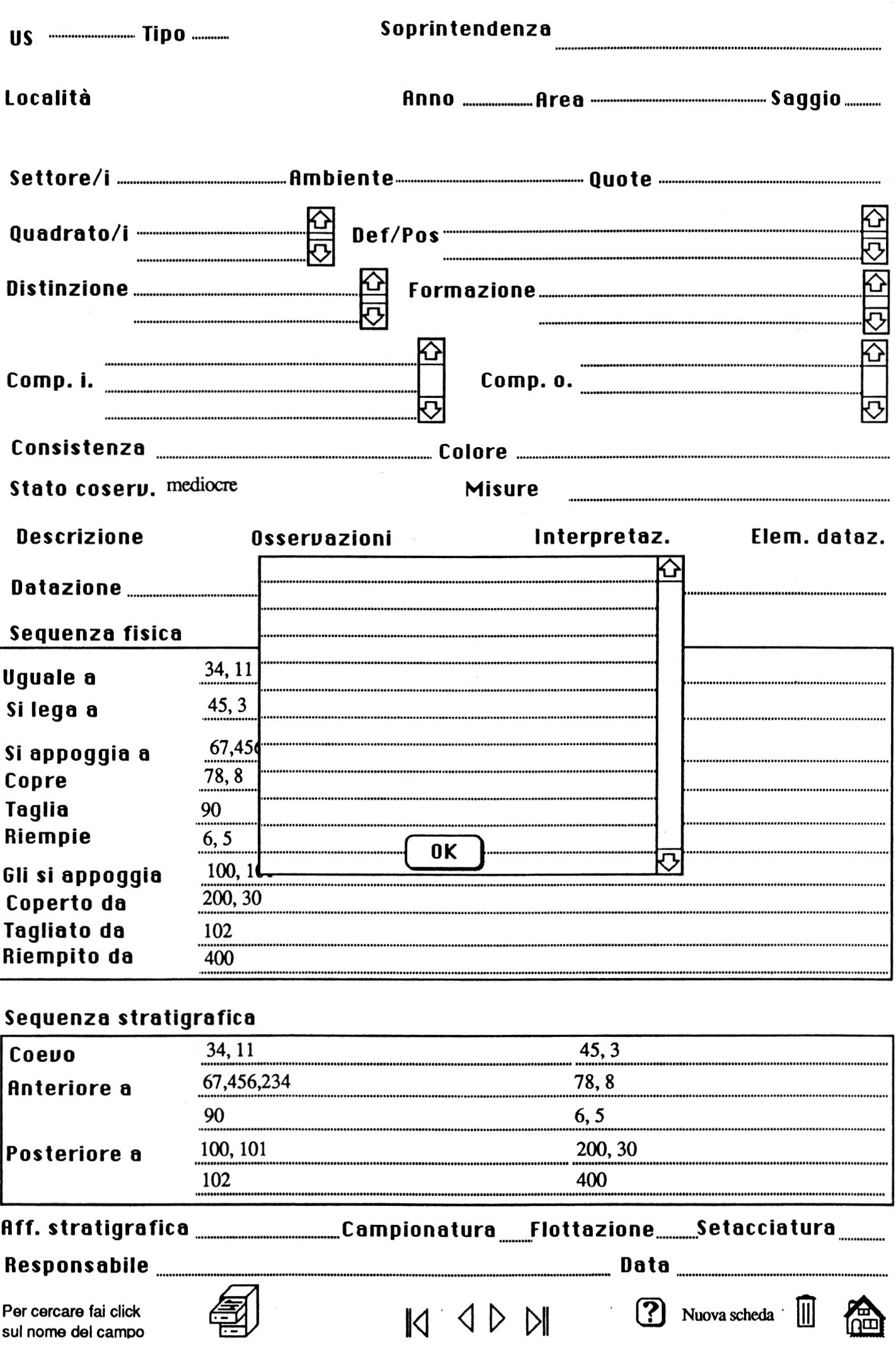 Fig. 16 - Scheda US, esempio di campo invisibile.