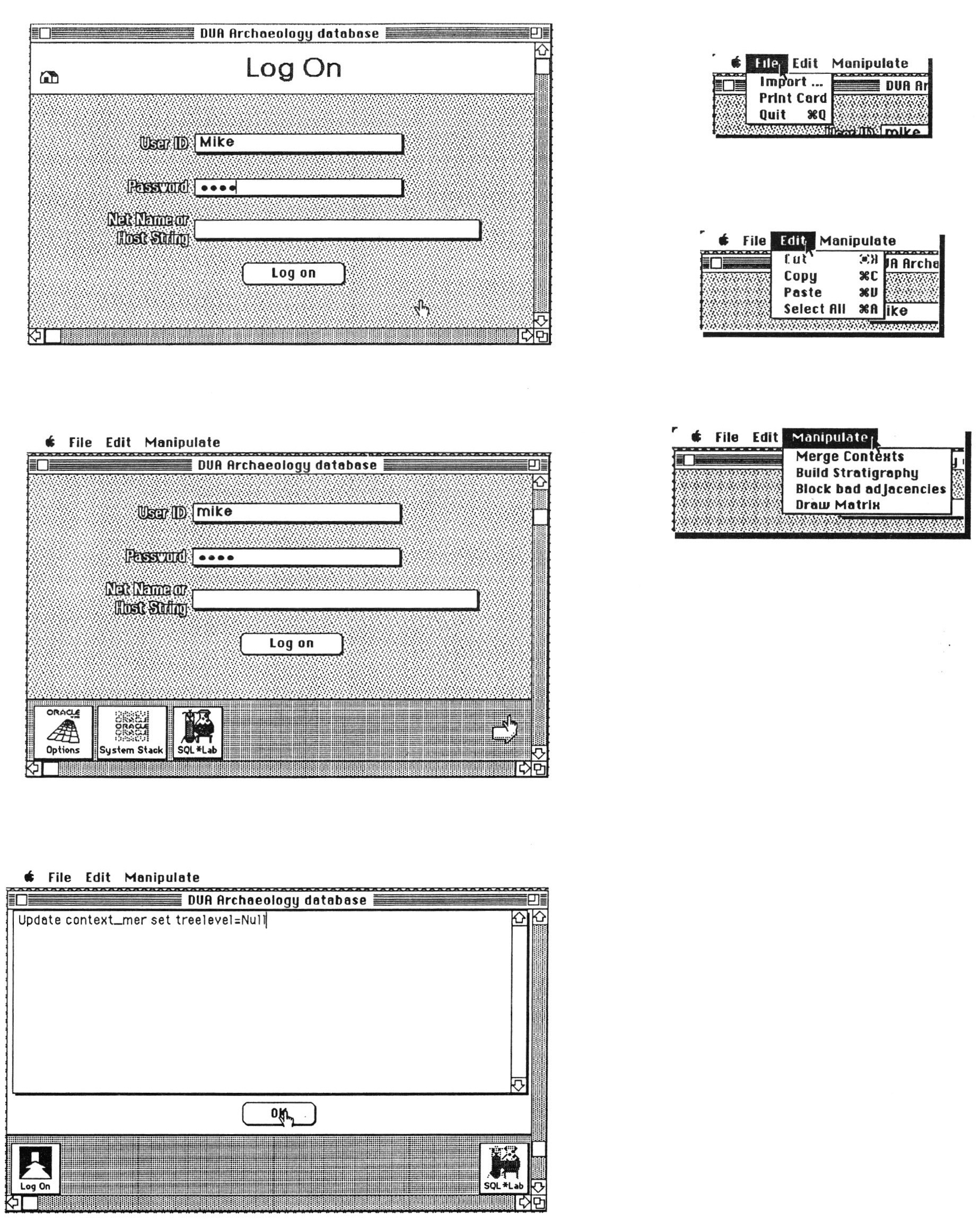 Fig. 6 - SuperCard Environment for Matrix manipulation.