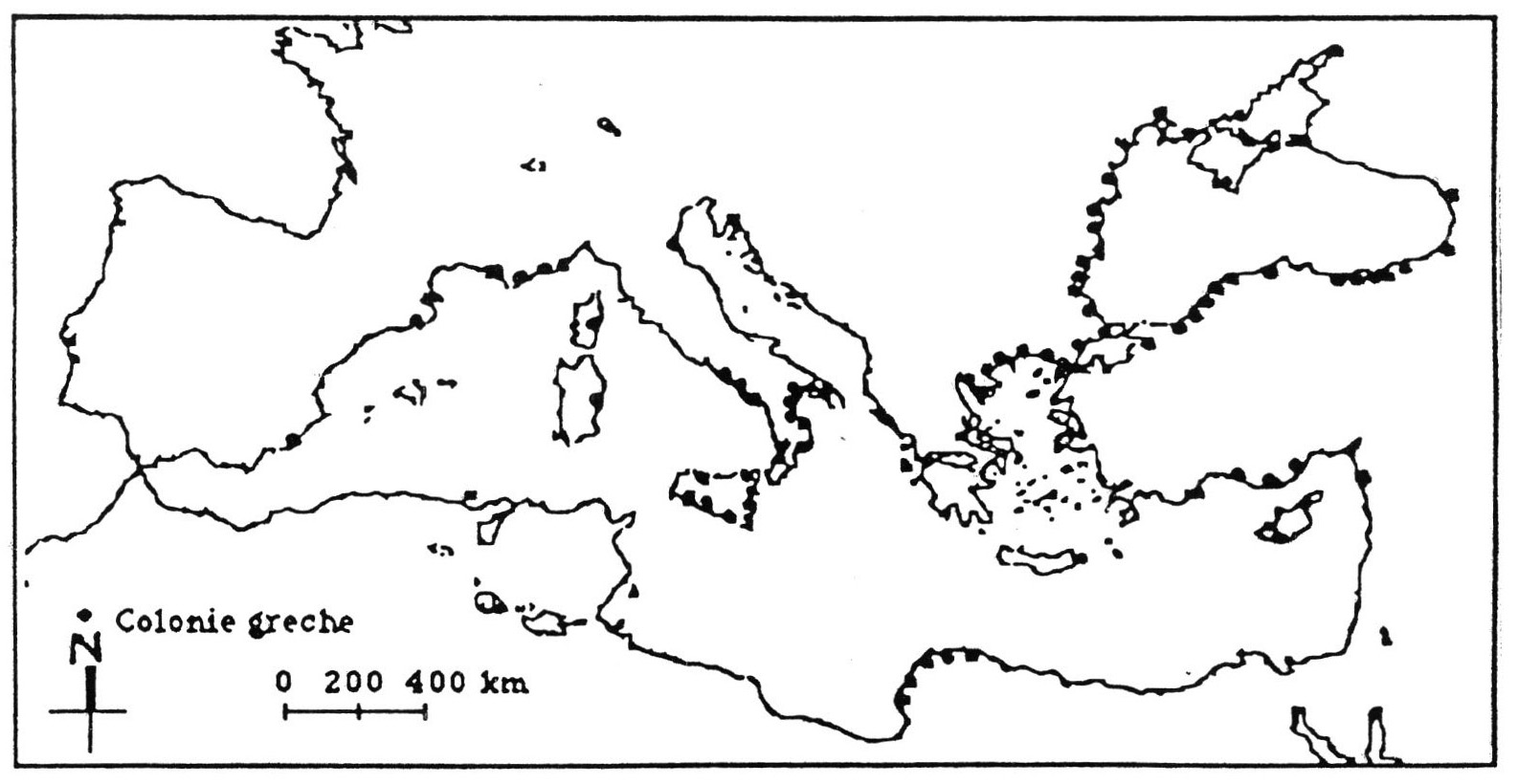 Fig. 2 - Localizzazioni coloniali greche.