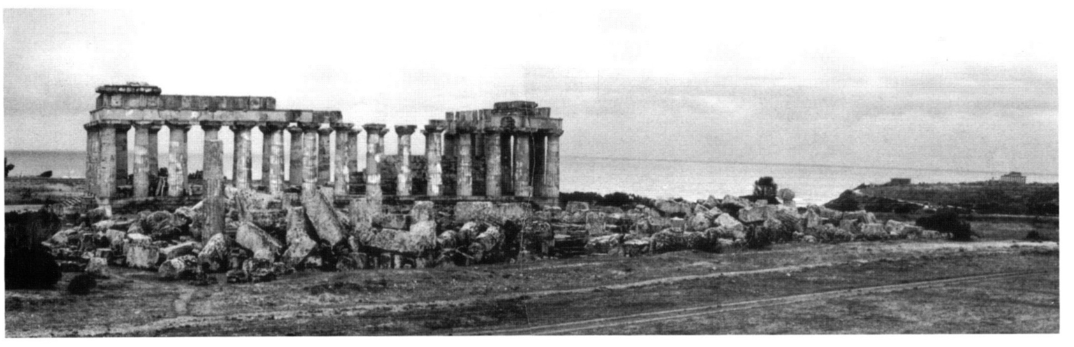 Fig. 13 - L'acropoli di Selinunte, il tempio e l'orizzonte marino.