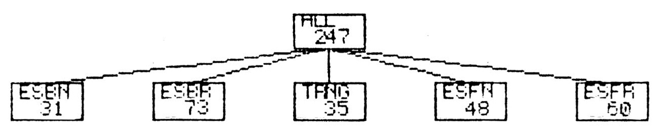 Fig. 1 Simple "a priori" tree-structure for the end-scrapers of layer Al of Grotta Polesini (from BIETTI et al. 1983).