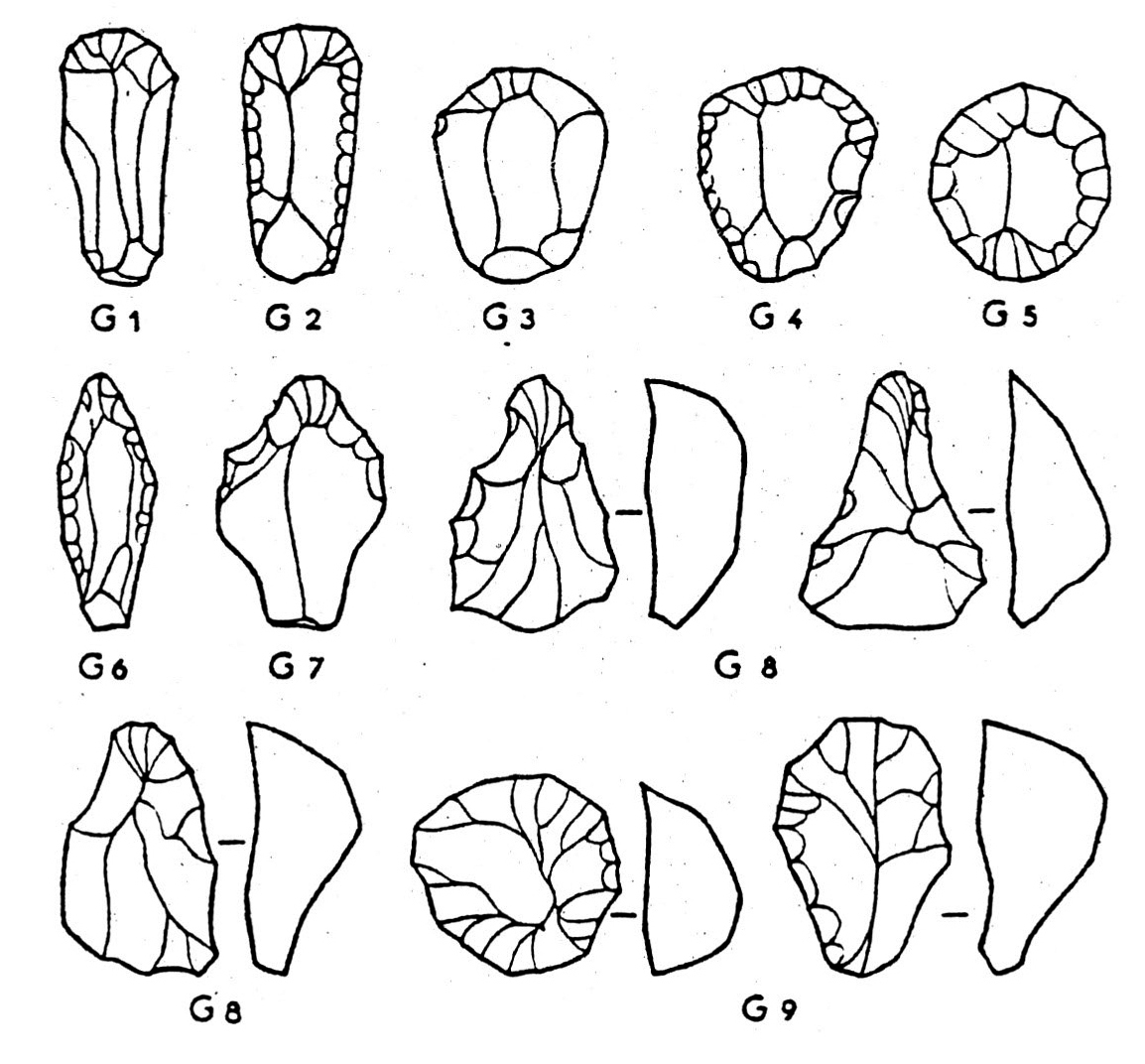 Fig. 2 - A traditional classification of Upper Paleolithic end-scrapers (from LAPLACE 1968).