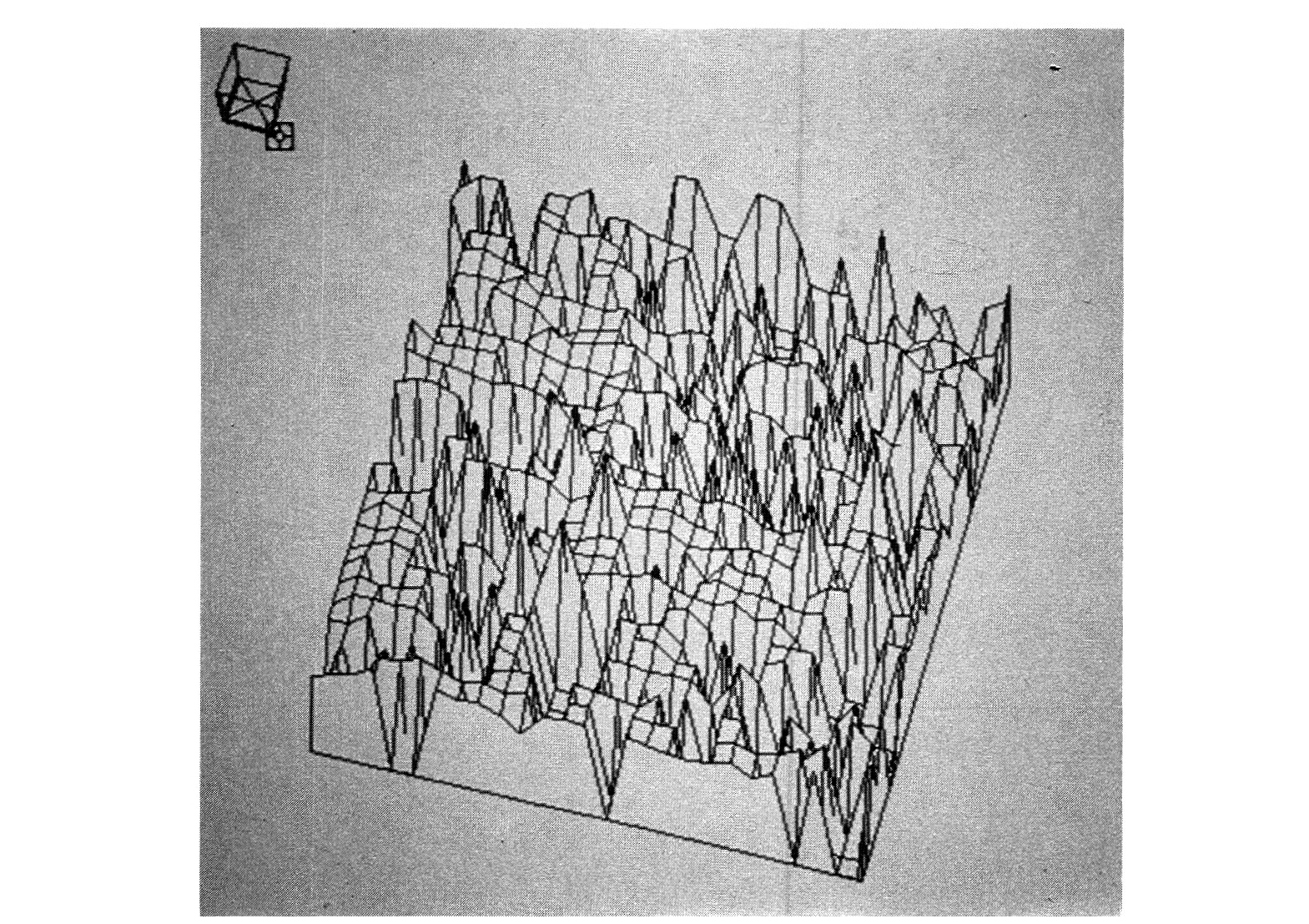 Fig. 16 - Buco di palo da Marzabotto: analisi statistica con rappresentazione 3D dei livelli di grigio.