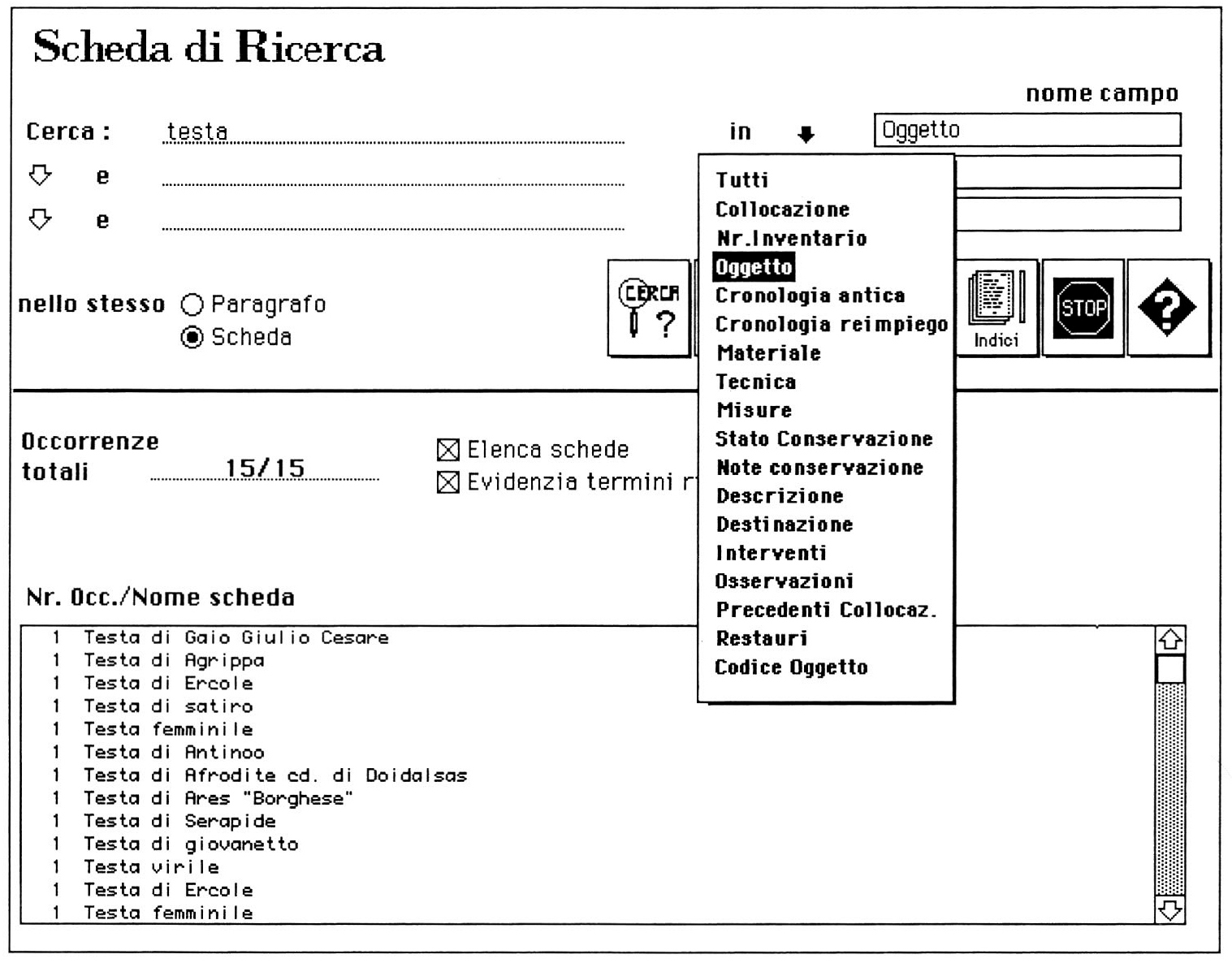 Fig. 9 - Scheda di ricerca.