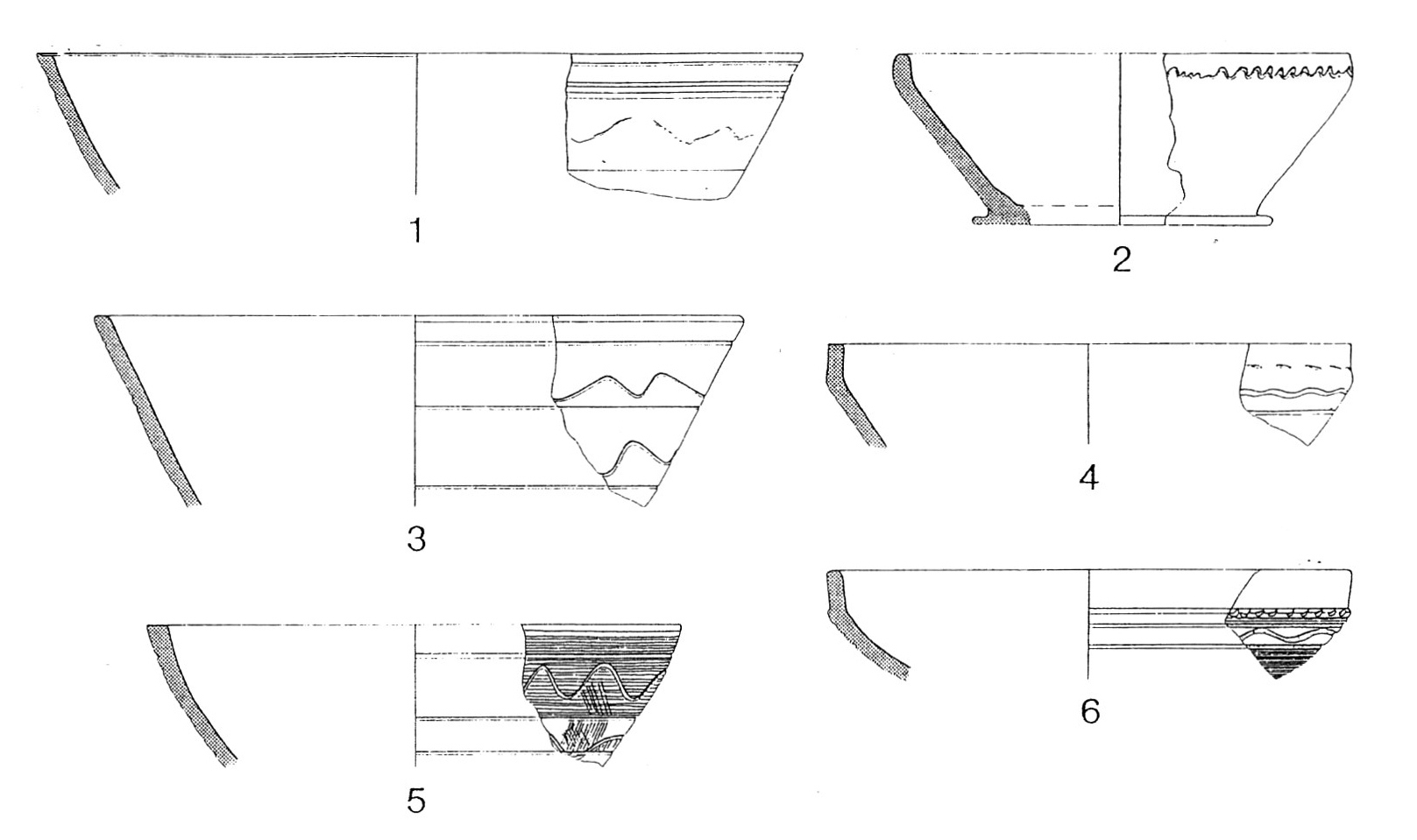 Fig. 8 Le figure da 1 a 8 sono esempi di rappresentazioni di reperti ceramici utilizzate per illustrare le caratteristiche ricorrenti (e le ambiguità) delle rappresentazioni grafi che normalmente usate nelle pubblicazioni.