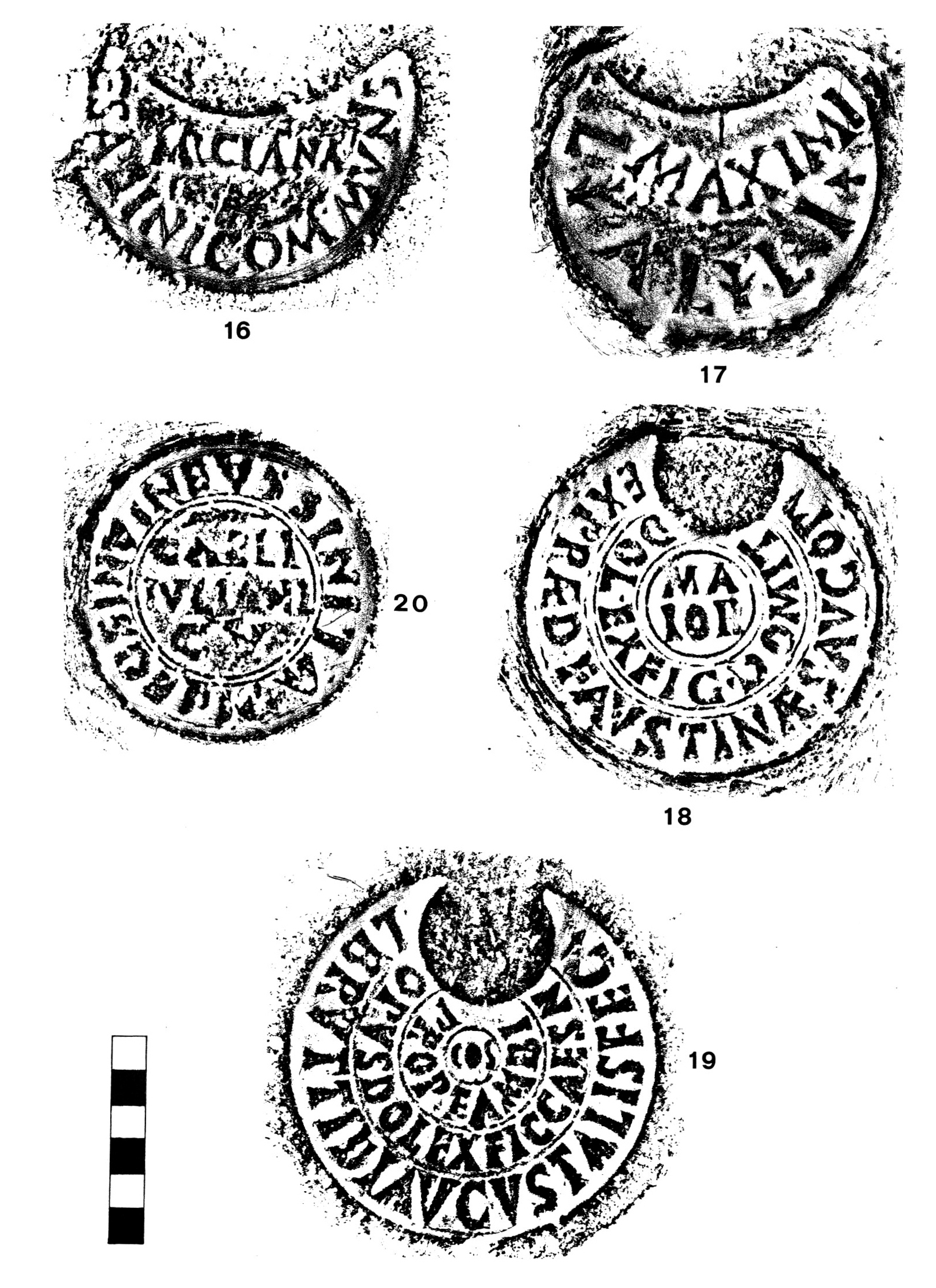 Fig. 4 - 6. MV.: CIL 15, S 573; 17. BAV. 9274: CIL 15, 792; 18. BAV. 9431: CIL 15, 161; 19. MV.: CIL 15, 375; 20. BAV. 8630: CIL 15, 475.