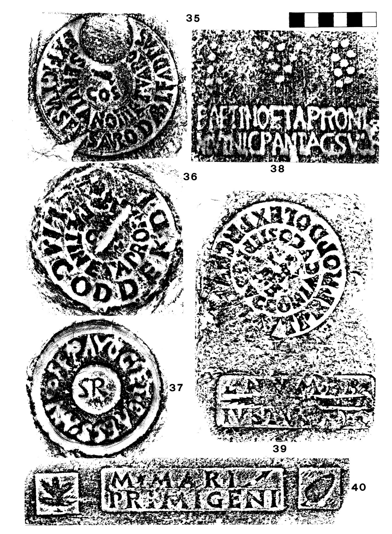 Fig. 7 - 35. MNR. 196544: CIL 15,674; 36. BAV. 9041: CIL 15, 121; 37. BAV. 8838: CIL 15, 1627; 38. MV.: CIL 15, 563 g; 39. BAV. 9184: CIL 15, 47; 40. MV. NAV, B 43: CIL 15, 1293 = S 530.