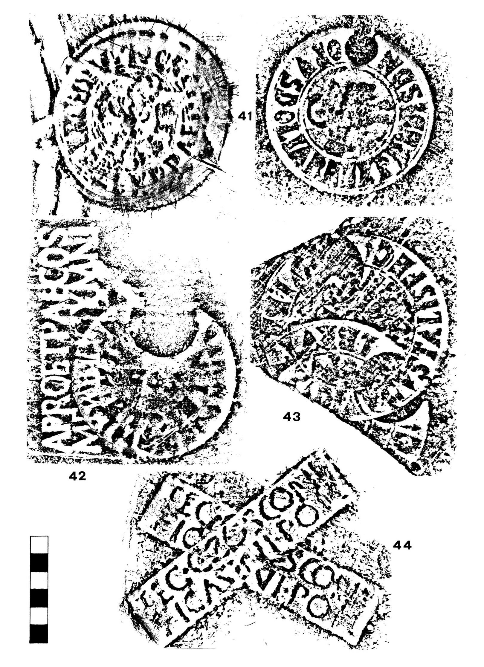 Fig. 8 - 41. MV. NAV, B 64-65: CIL 15, 759 - 760 a; 42. MV.: CIL 15,800 - 801; 43. MV.: CIL 15, 375; 44. BAV. 8285: CIL 15, 2232.