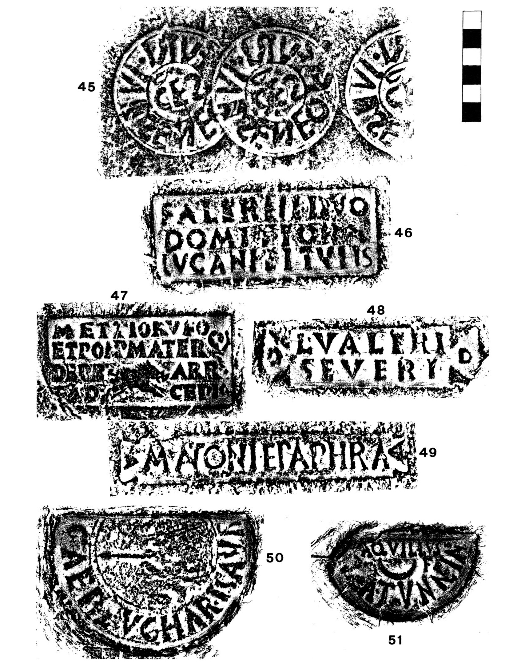 Fig. 9 - 45. BAV. 8020: CIL 15, 1605; 46. BAV. 9177: CIL 15,997; 47. BAV. 9270: CIL 15, 69; 48. BAV. 8897: CIL 15, 153; 49. MV. NAV, B 58: CIL 15,815; 50. BAV. 9007: CIL 15, 53 a; 51. BAV. 8010: CIL 15, 631.