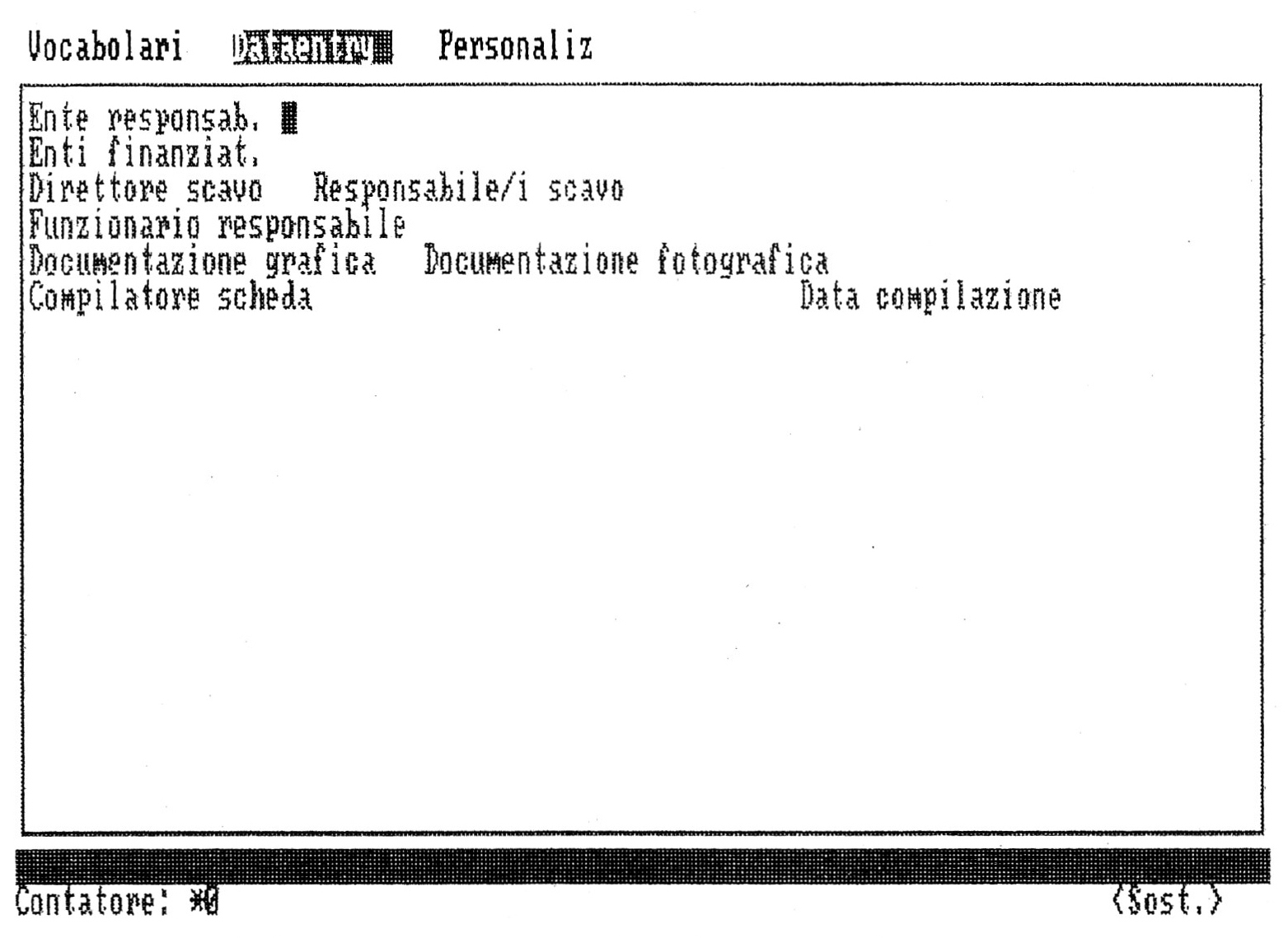 Fig. 7 - Scheda di Saggio Stratigrafico. Videata di immissione (3).