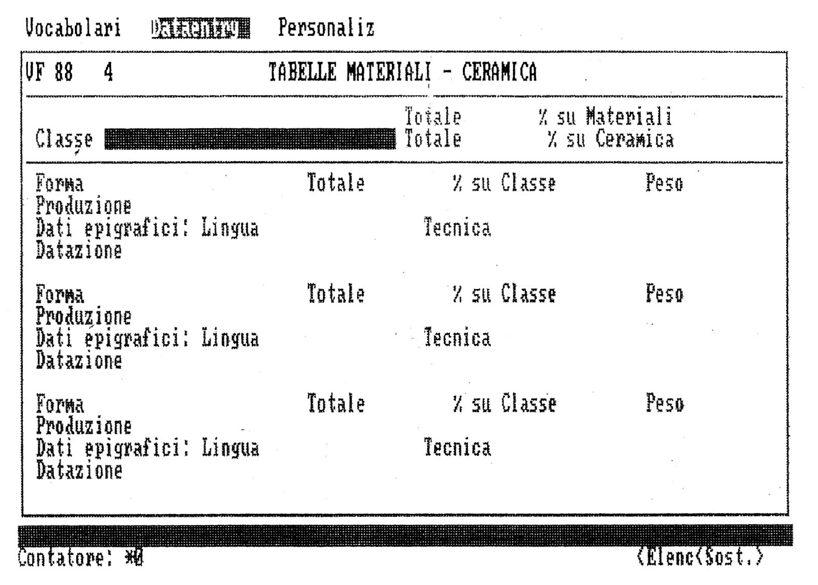 Fig. 9 - Tabella Ceramica. Videata di immissione.