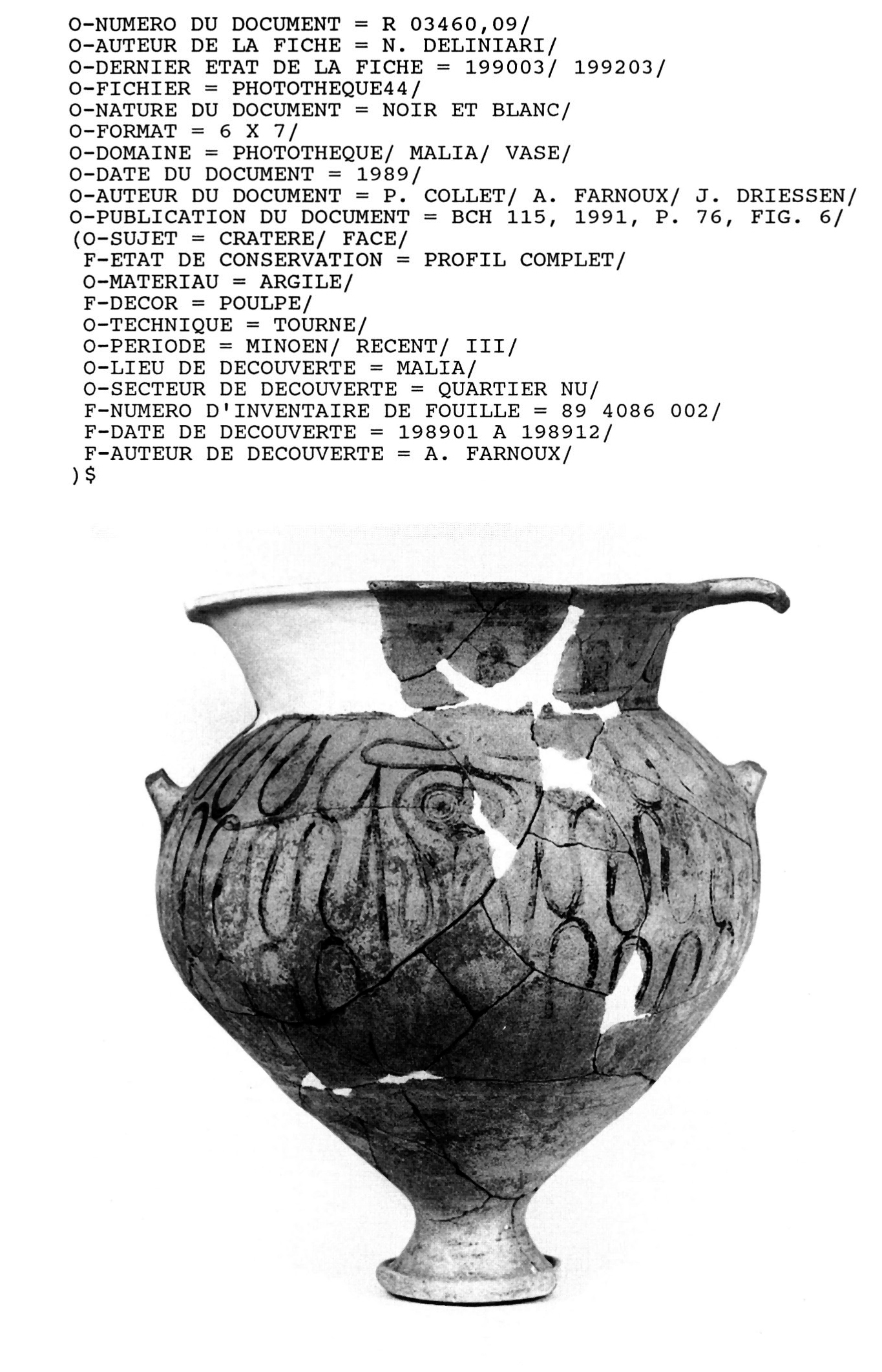 Fig. 2 - Analyse du cliché R 3460,9.