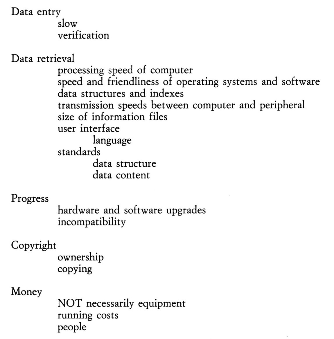 Fig. 3 - Considerations in implementing IT in museums.