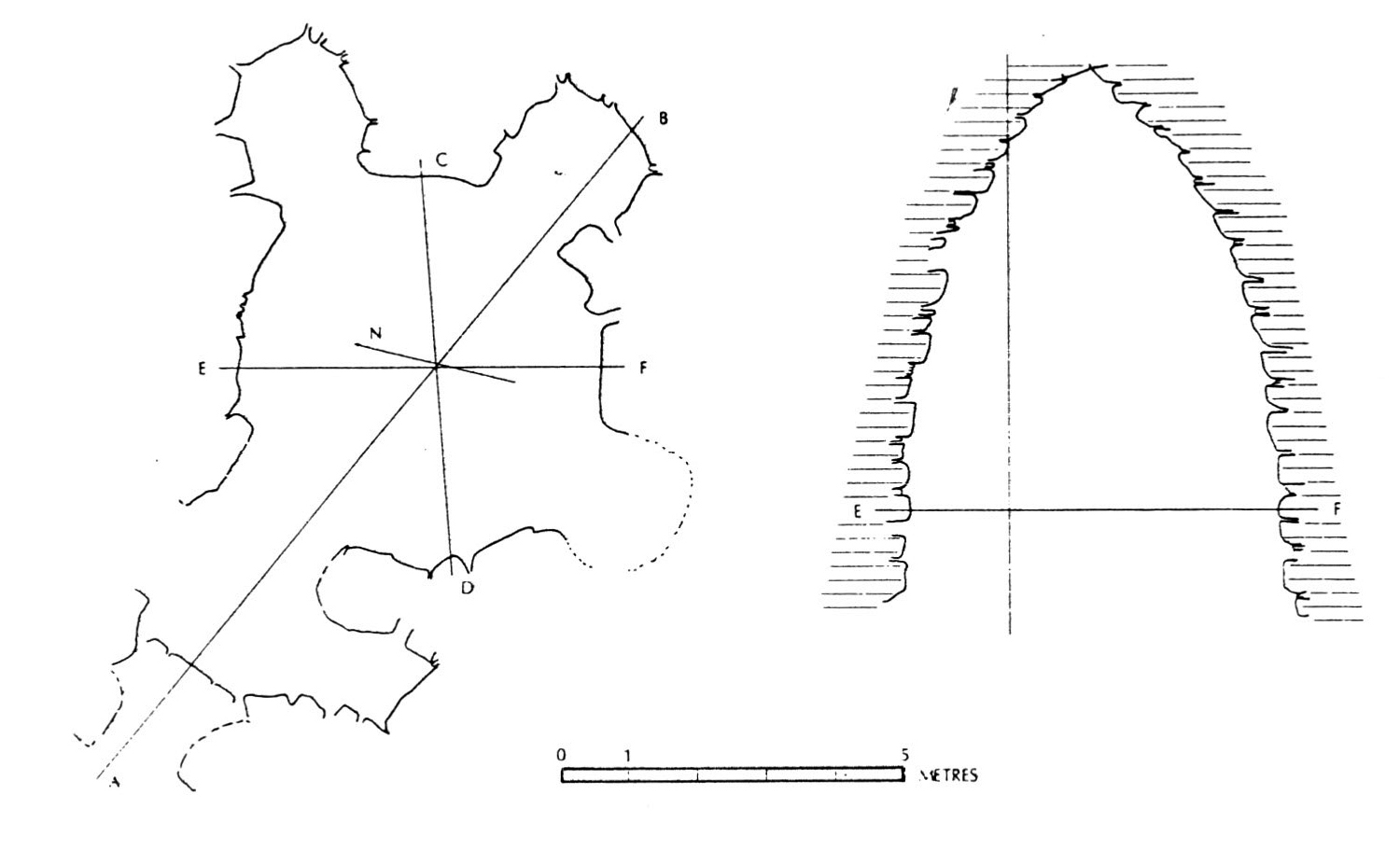 Fig. 2 - Plan and section of the vault of N. Crabia, Bauladu.