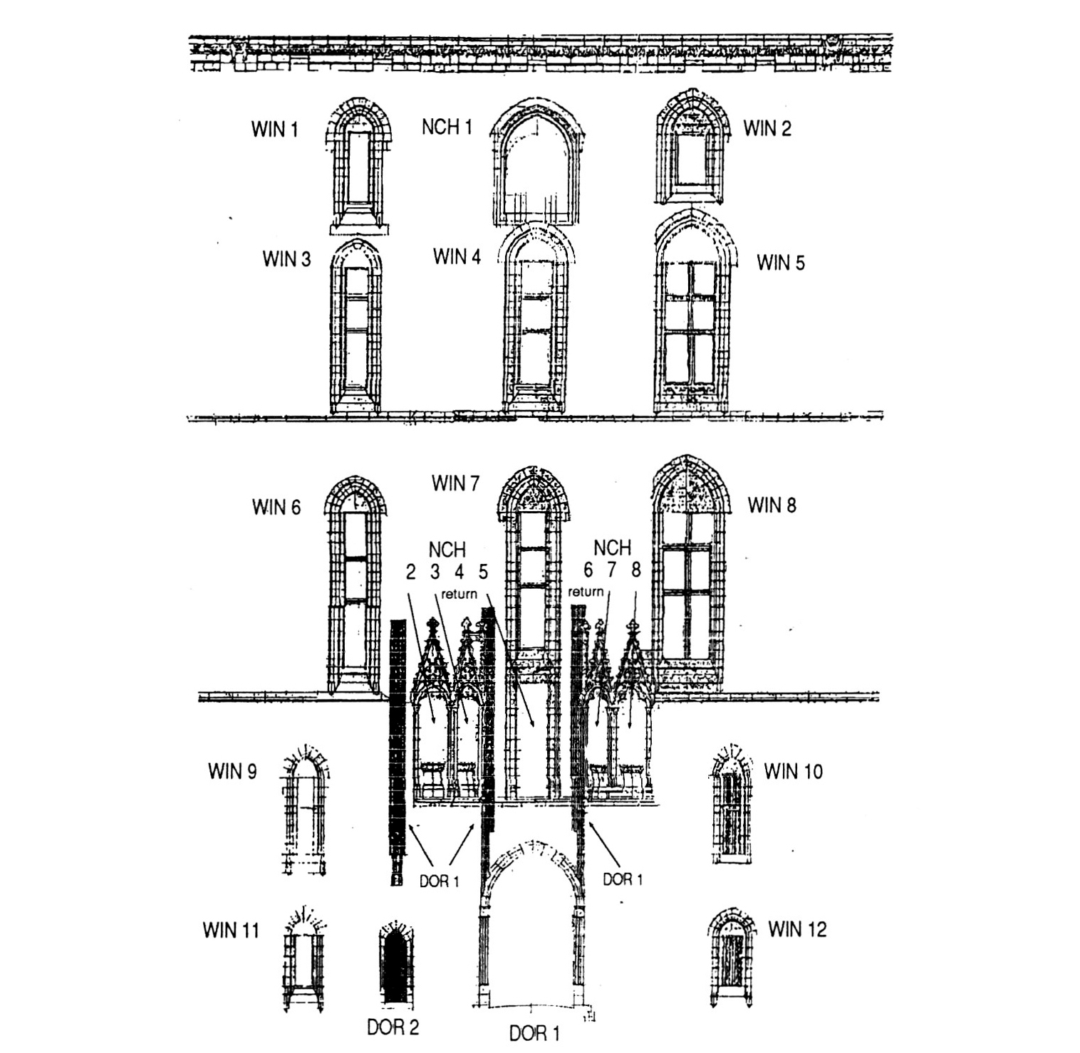 Fig. 4 - An example of the use of Architectural Entities, as used at the Chateau de Vincennes (Paris, France), for analysing a standing structure.