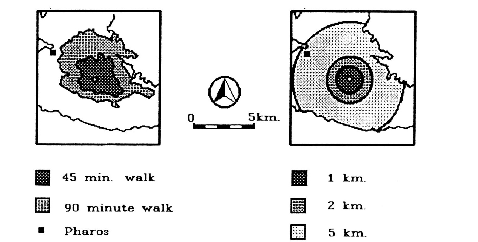 Fig. 3 - Territory of the Gracisce hillfort derived through the Cost Surface and Site Catchment approaches.