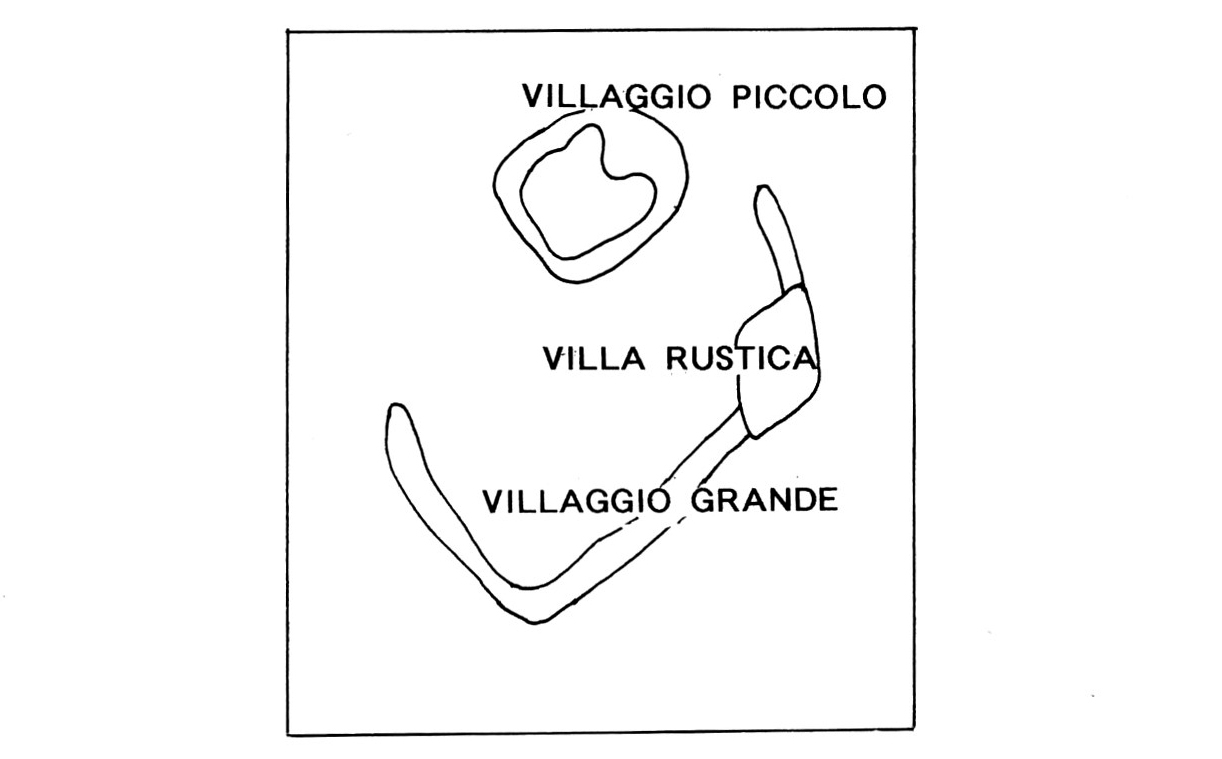 Fig. 1 - Principali strutture archeologiche osservabili dalla foto aerea.