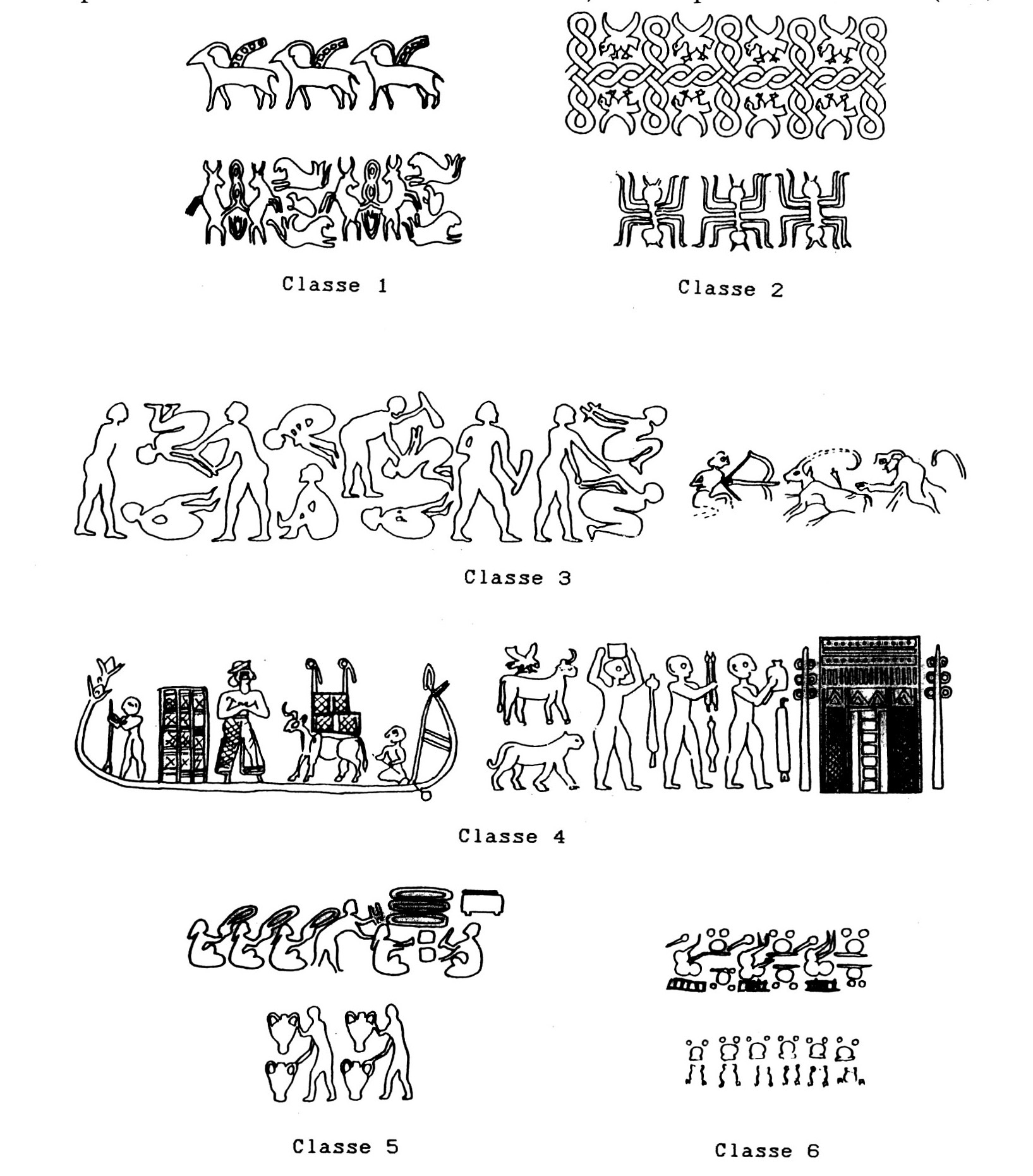 Fig. 6 - Analisi delle Corrispondenze Multiple sui dati di presenza/assenza: esempi di sigilli appartenenti alle 6 classi individuate.