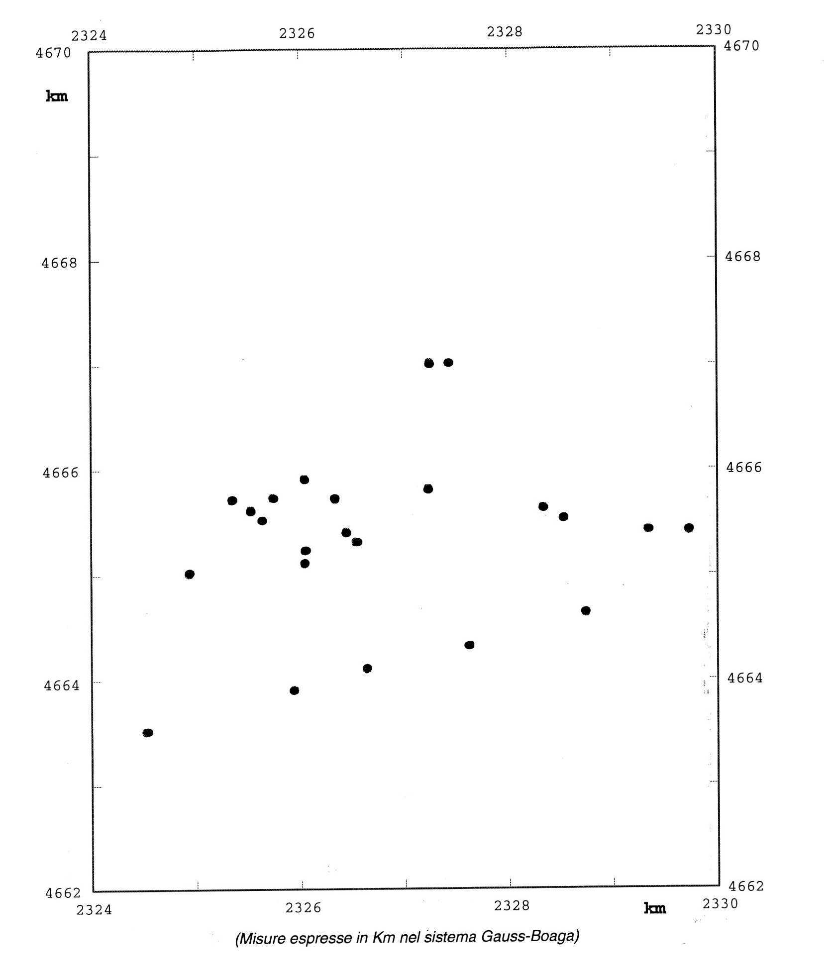 Fig. 8 - Epoca Romana: mappa della distribuzione di siti funerari nella zona di studio.