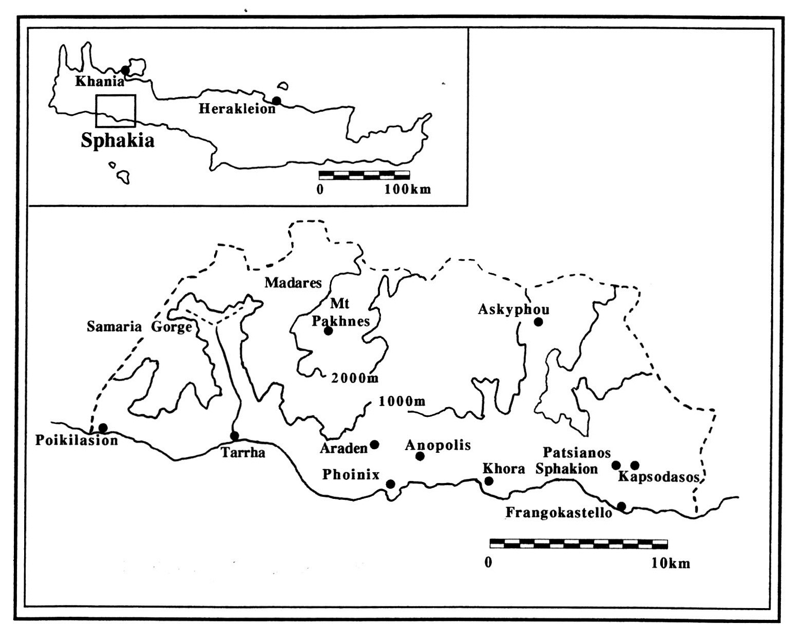 Fig. 1 - Map of Sphakia, with Crete inset.