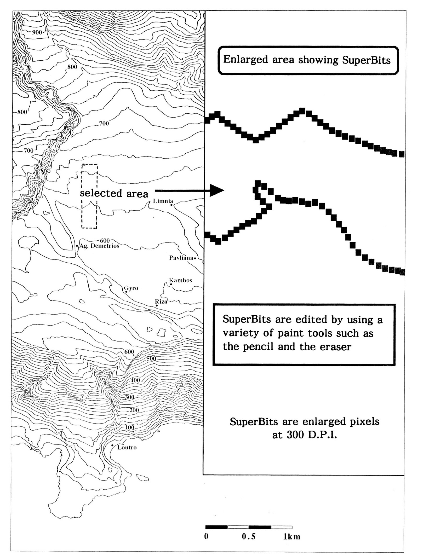 Fig. 5 - Anopolis-Loutro with printout from screen.