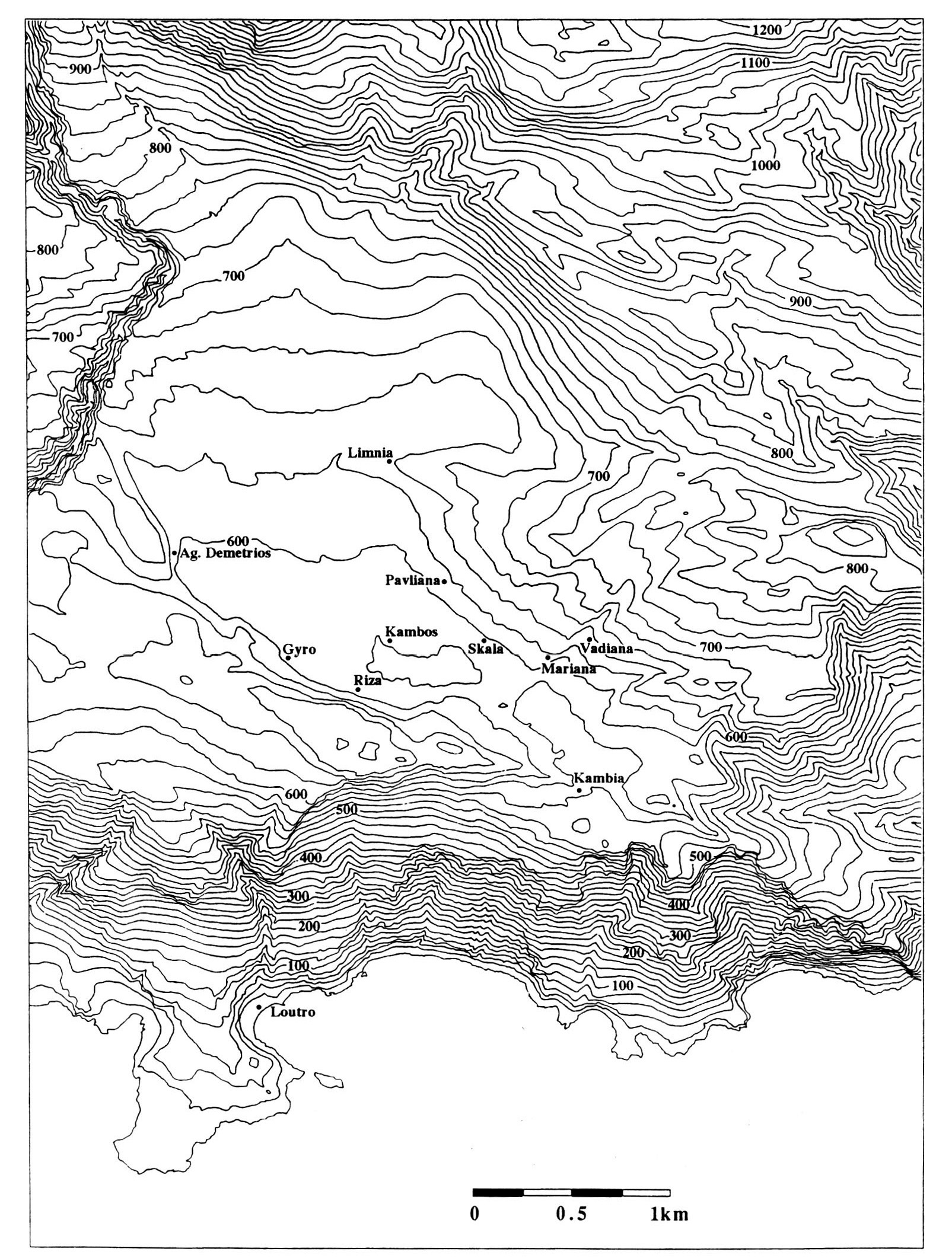 Fig. 6 - Anopolis-Loutro map with early modern neighbourhoods.