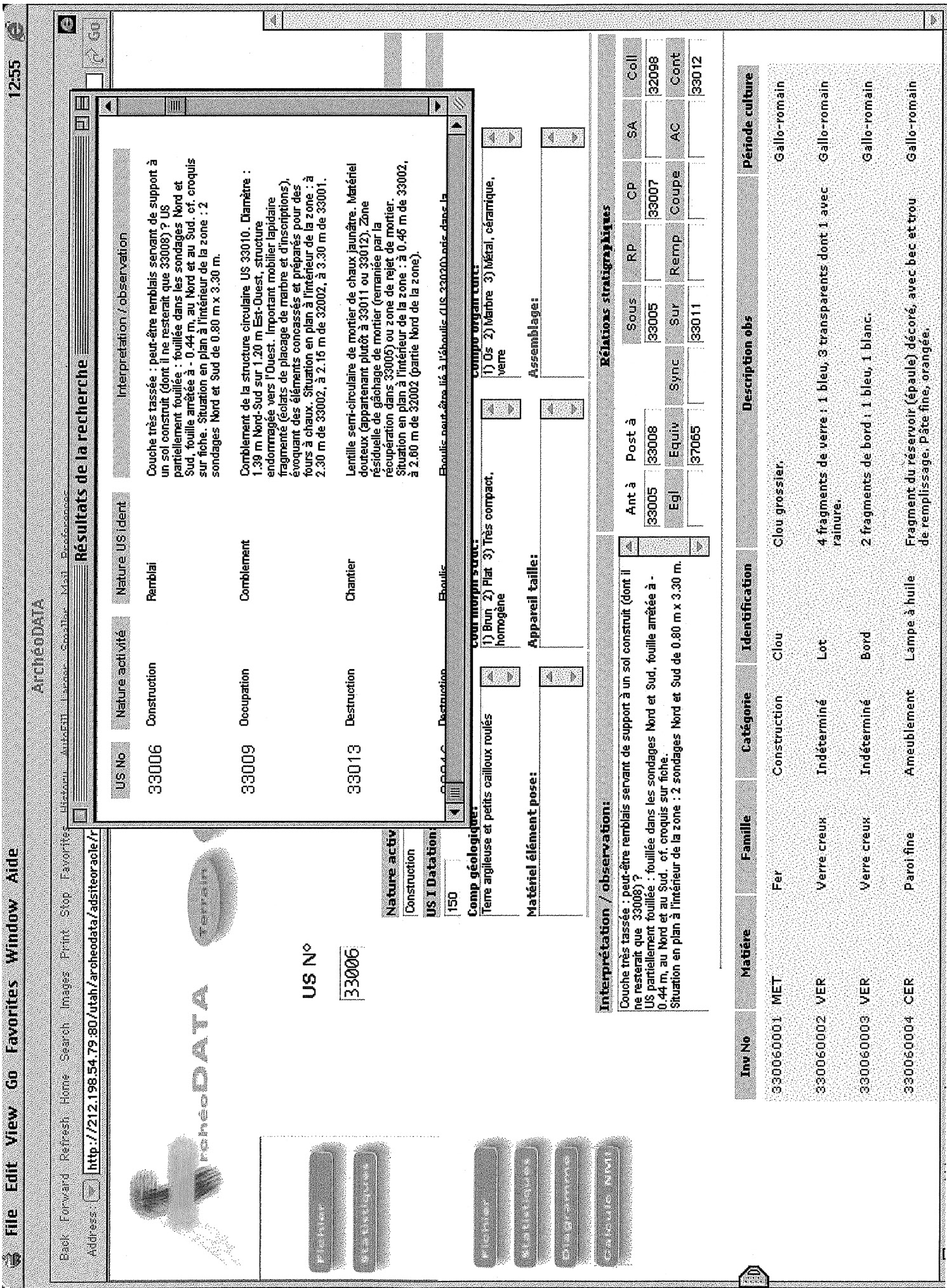 Fig. 1 – Early interface phototyping using standard HTML 4.0 code.