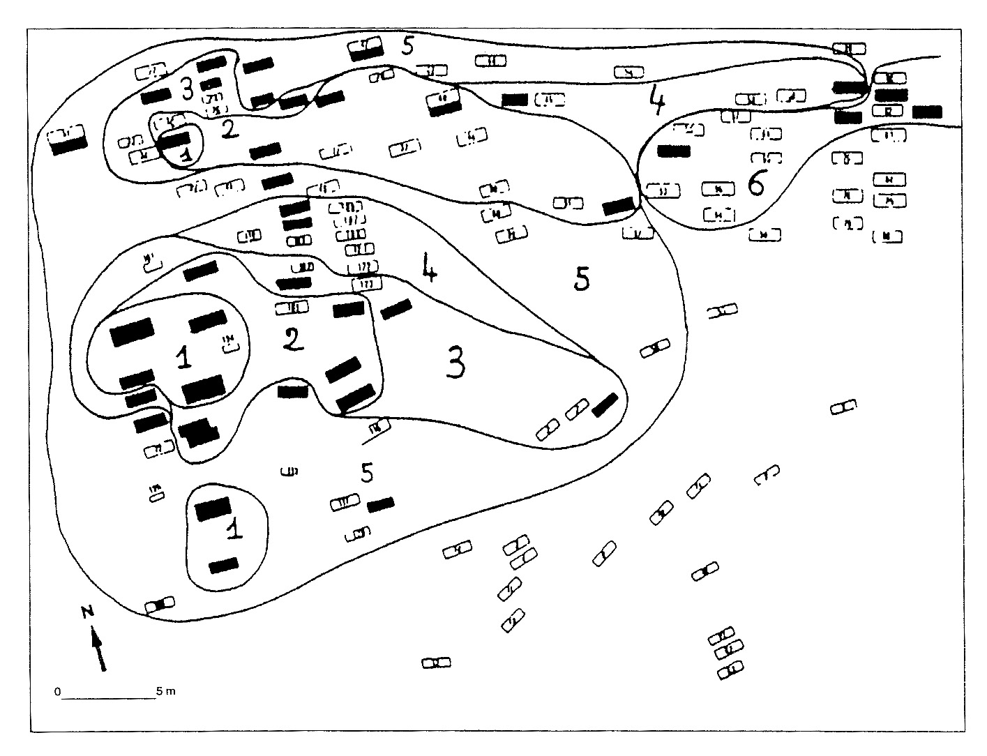 Fig. 8 – Toposériation ducimetière mérovingien de Mézières (DjinDjian1991, fig.9.12).