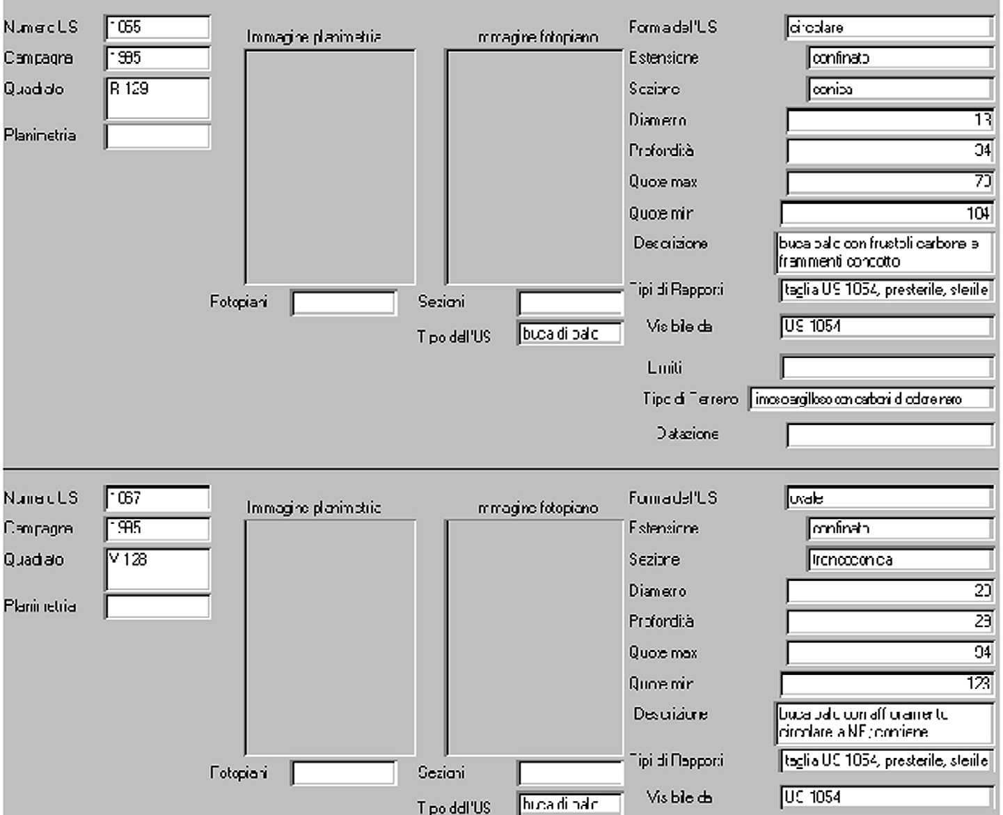 Fig. 5 – Screenshot ofa record of the territorial database.