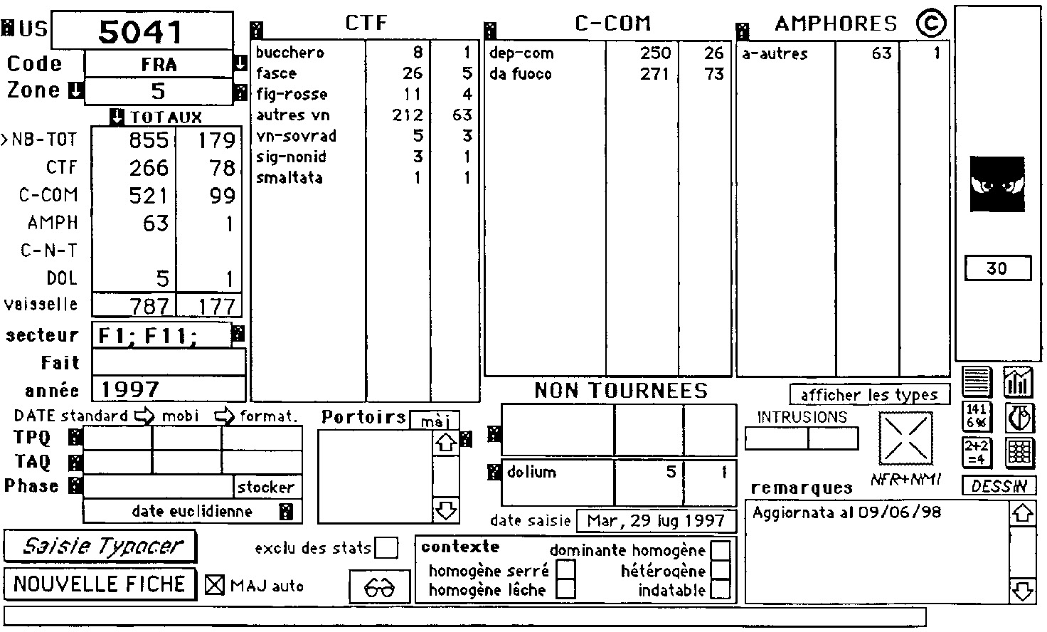 Fig. 6 – Scheda di inventario del materiale ceramico.