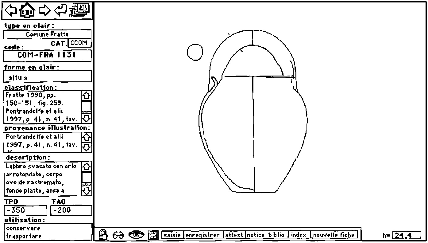 Fig. 7 – Scheda del dizionario tipologico in corso di elaborazione a Fratte.