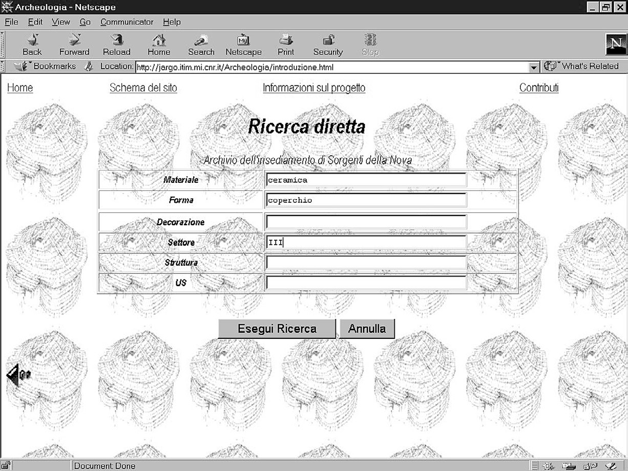 Fig. 5 – La scheda di Reperto Archeologico (formato HTML).