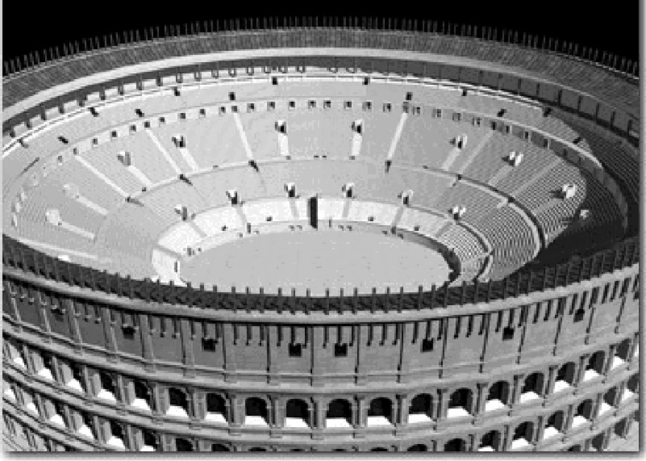 Fig. 1 – Ricostruzione virtuale del Colosseo (Infobyte).