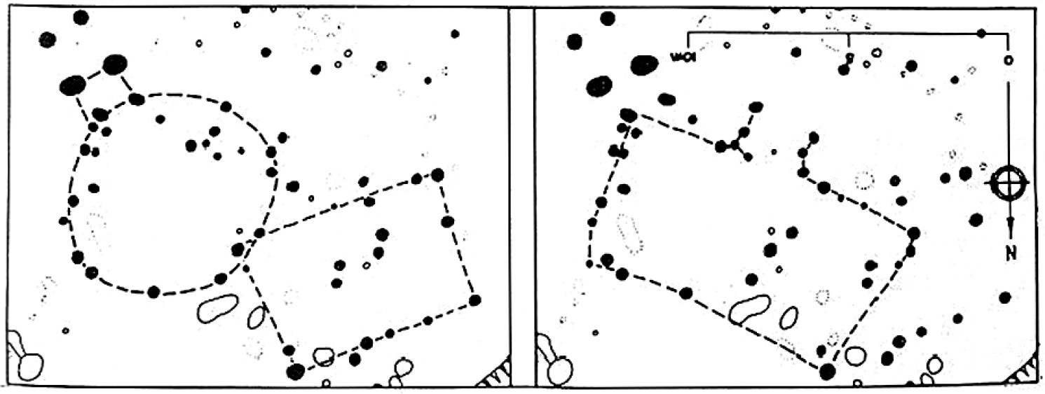 Fig. 4 – Interpretazione della planimetria di scavo (Fig. 3) sulla base di inferenze logiche diverse.