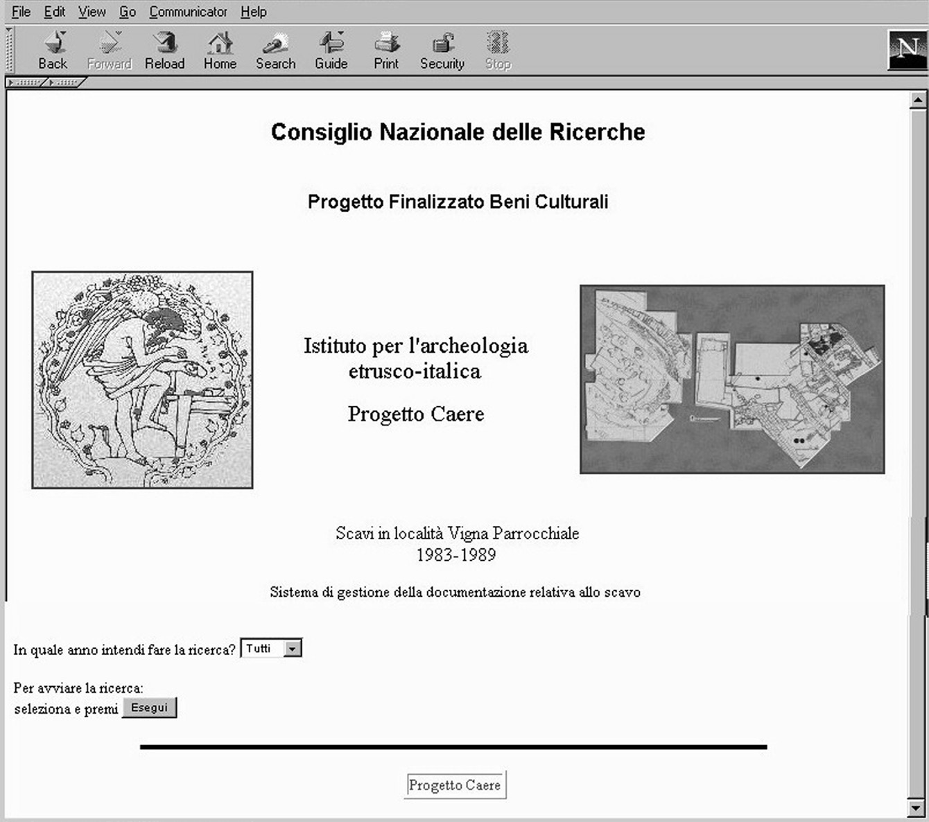 Fig. 2 – Primo esempio di interrogazione on-line dei dati di scavo.