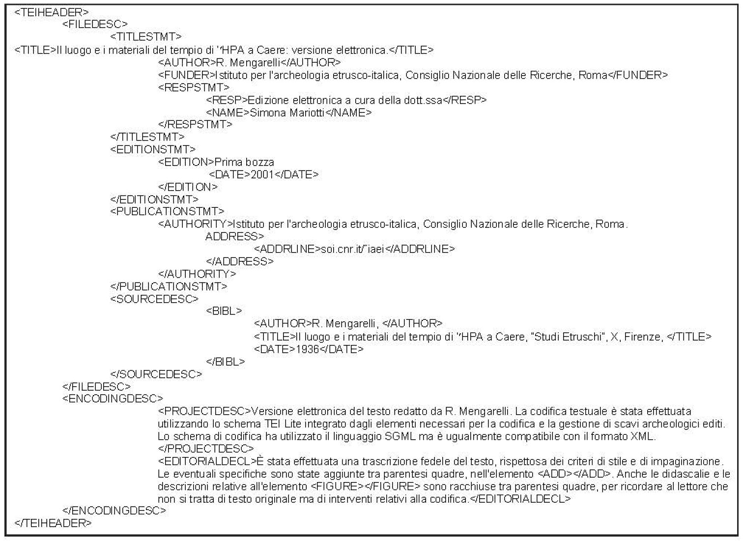 Fig. 3 – Esempio dell’elemento <body>, che raccoglie il corpo del testo.