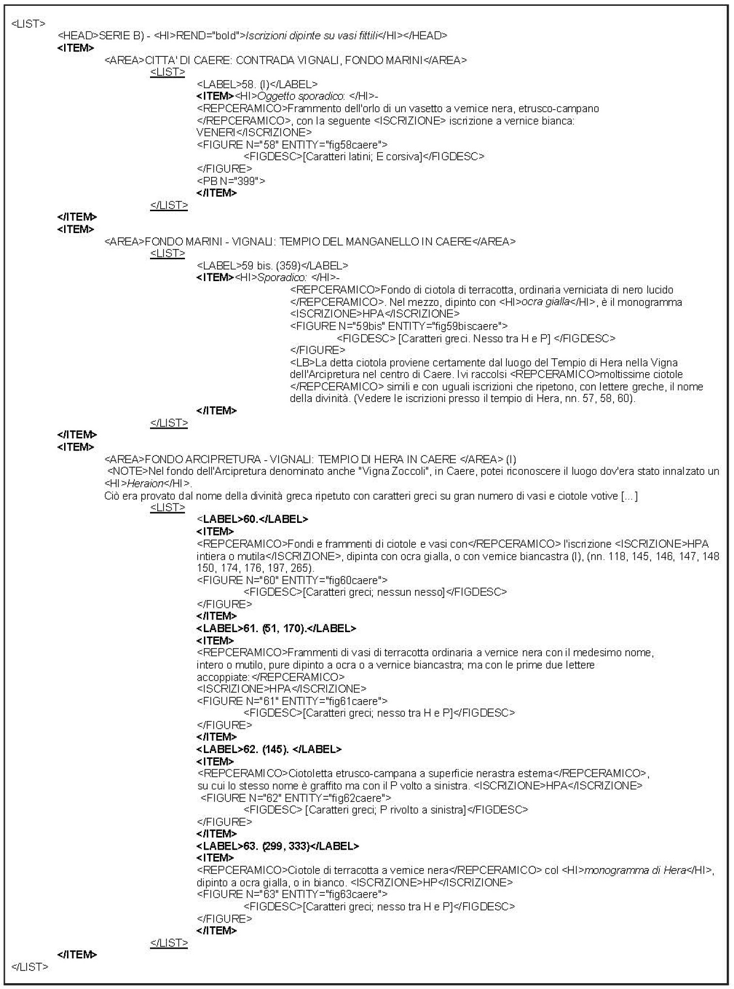 Fig. 6 – Esempio articolato di strutturazione del testo in liste e sottoliste.