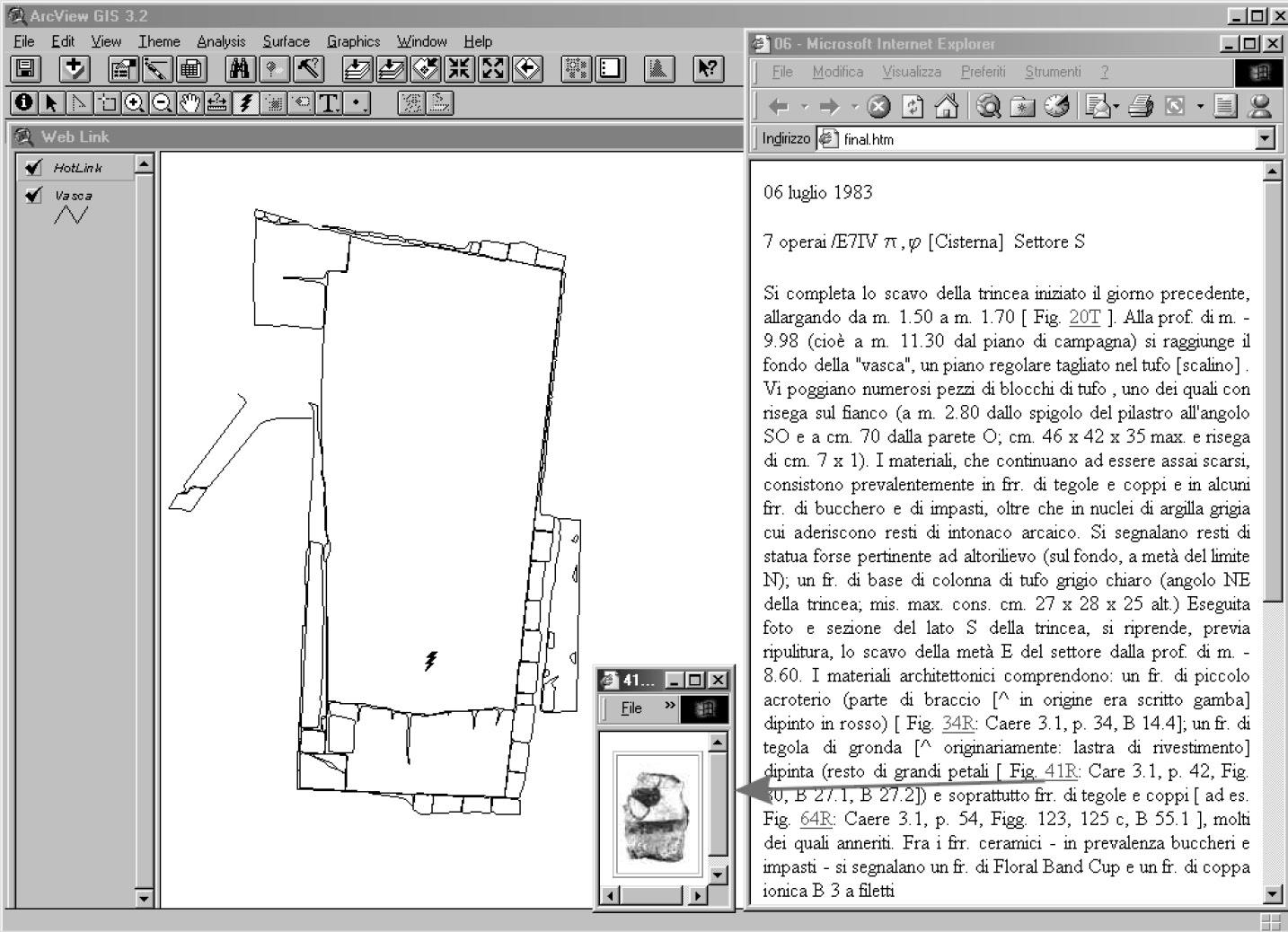 Fig. 1 – Esempio di HotLink per l’interrogazione dei dati relativi alla cosiddetta vasca.