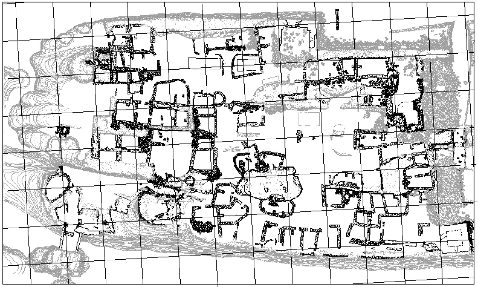 Fig. 6 – Petra (Giordania). Rilievo del castello di al-Wu’ayra georeferenziato e adattato alla morfologia del sito.