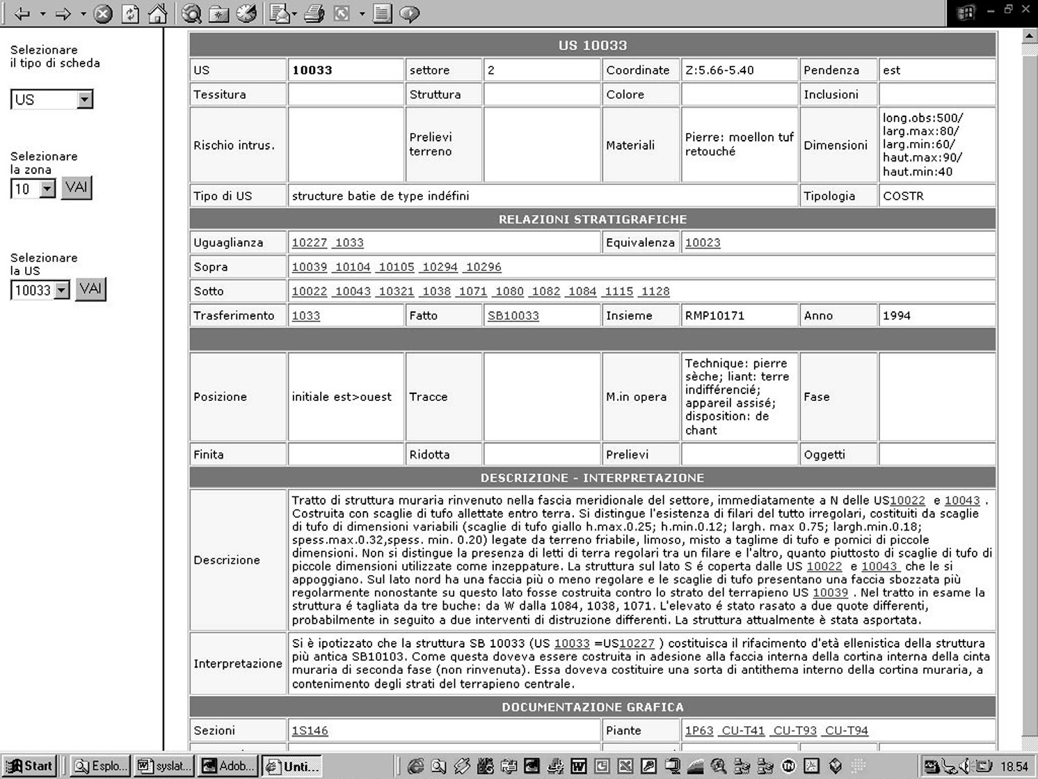 Fig. 3 – La scheda in XML tradotta in HTML e visualizzata in ambiente WEB.