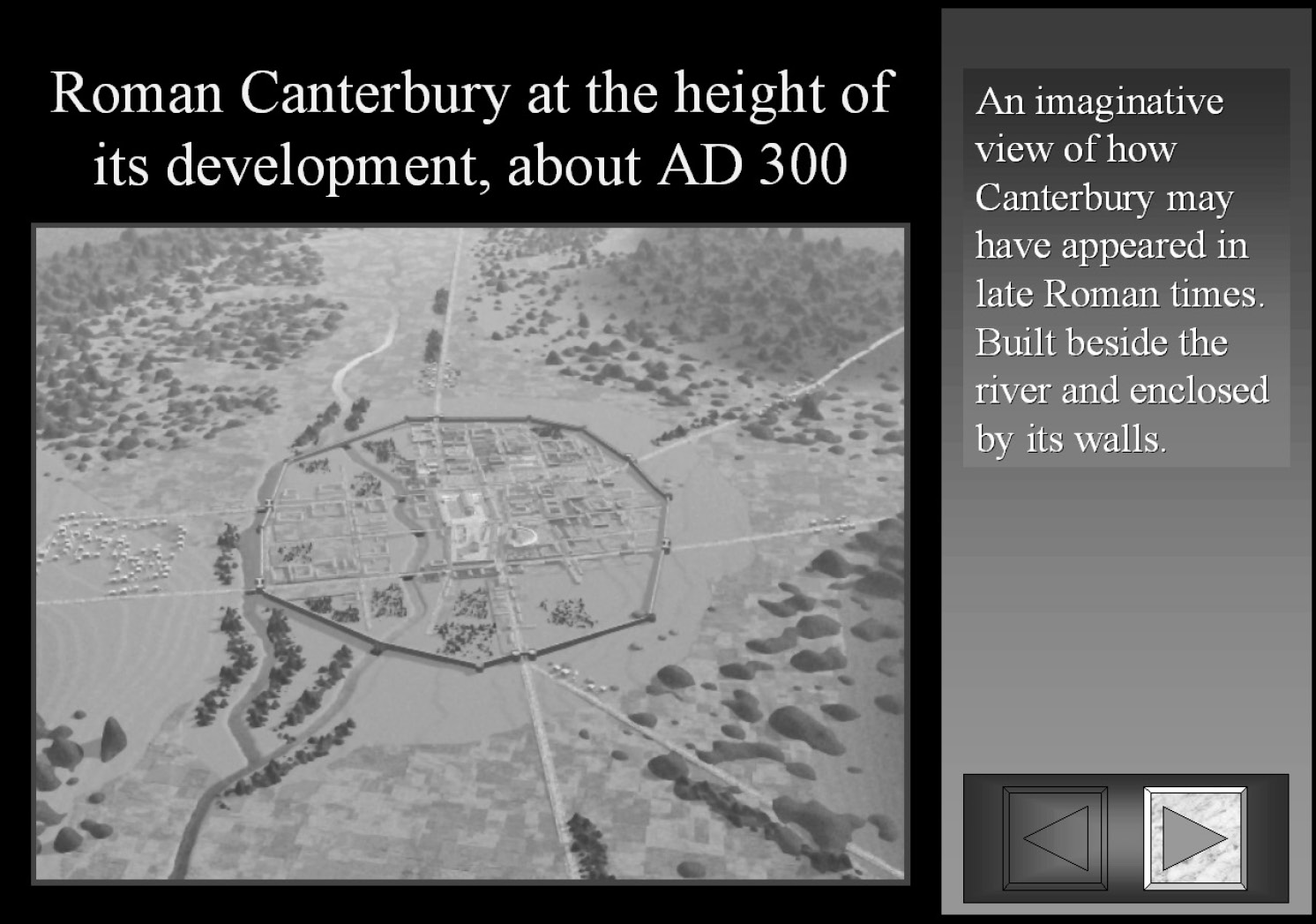 Fig. 1 – Part of the introductory sequence of the “Quest for Canterbury’s Lost Roman Temple” presentation.