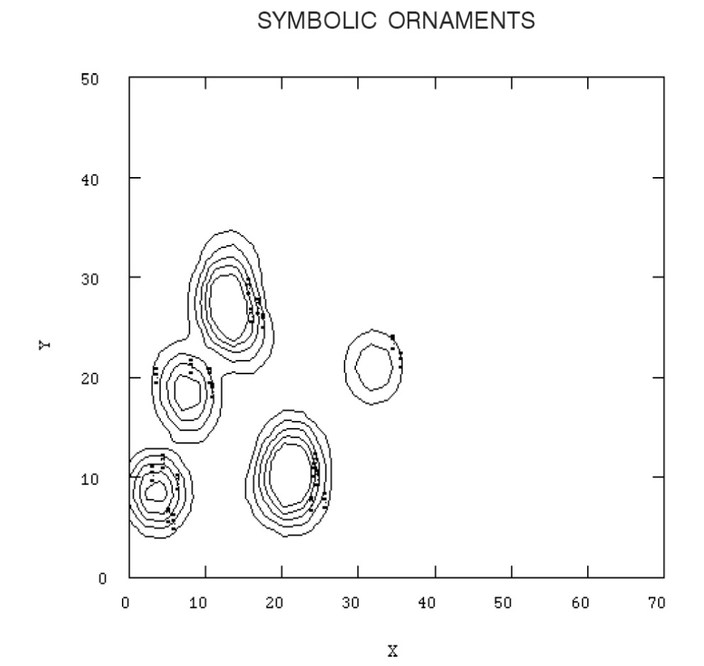 Fig. 5 –The Iron Age cemetery ofCarmona. Kernel Density Map forburials with symbolic ornaments asgrave goods. It shows their spatial concentration.