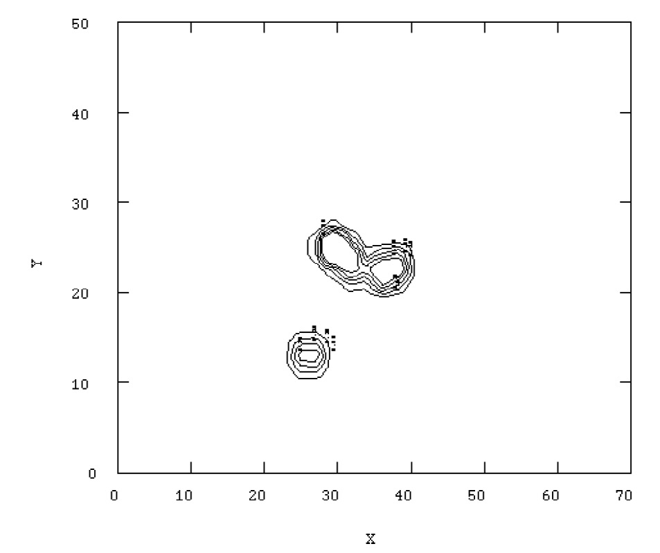 Fig. 10 – The Iron Age cemetery of Carmona. Kernel Density Map for recent burials (6thto 5th. centuries BC). It shows their spatial concentration.