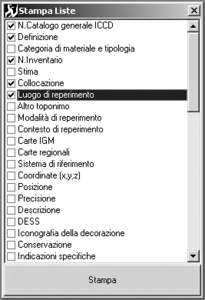 Fig. 8 – Modulo per la produzione di stampe personalizzate di listati.