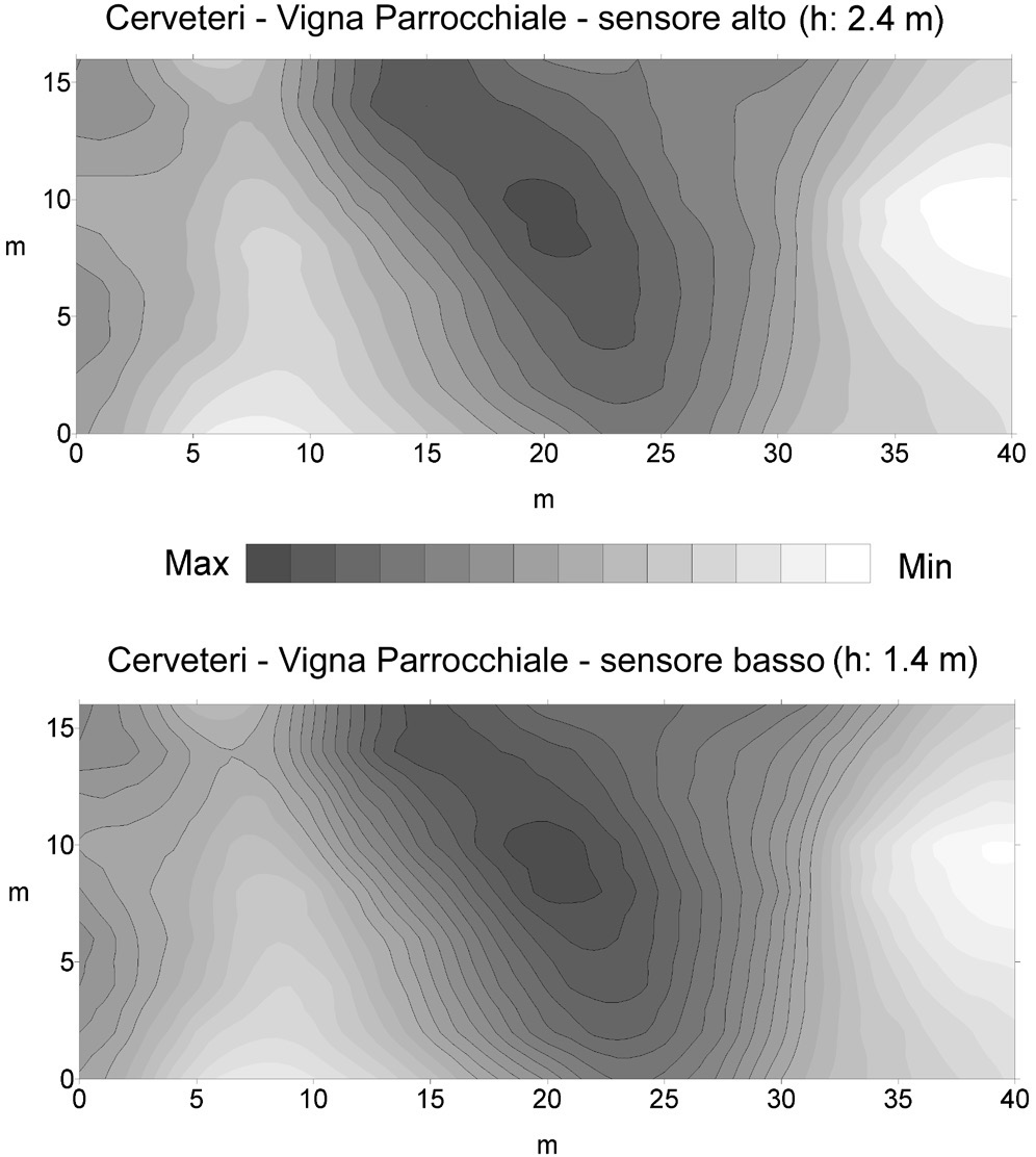 Fig. 10 – Contour map dei valori della intensità totale F del C.M.T.