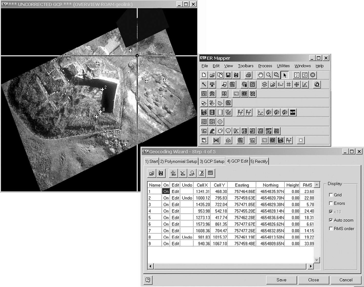 Fig. 3 – Procedimento di georeferenziazione e rettificazione di un singolo fotogramma.